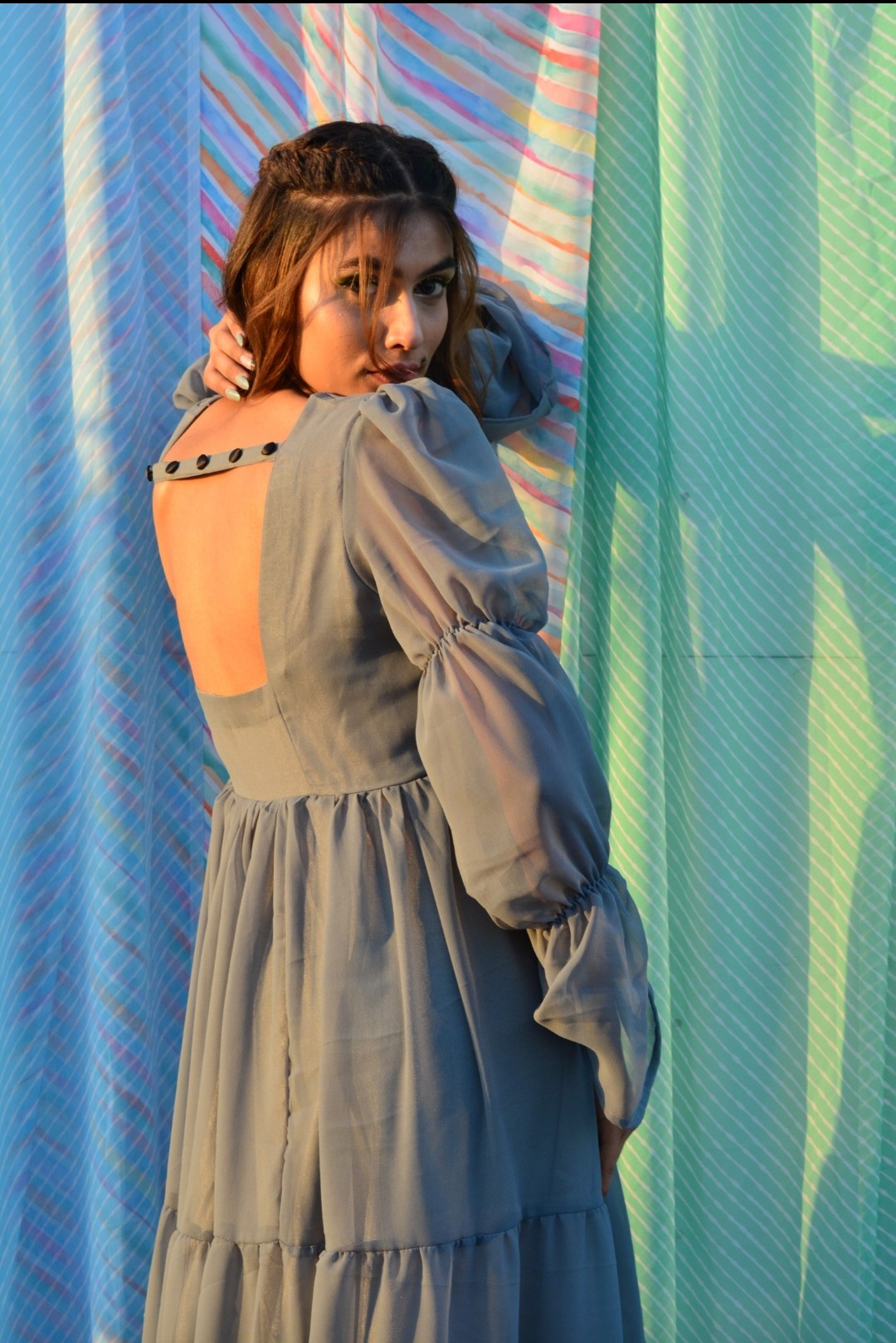 Aleena grey Georgette Dress