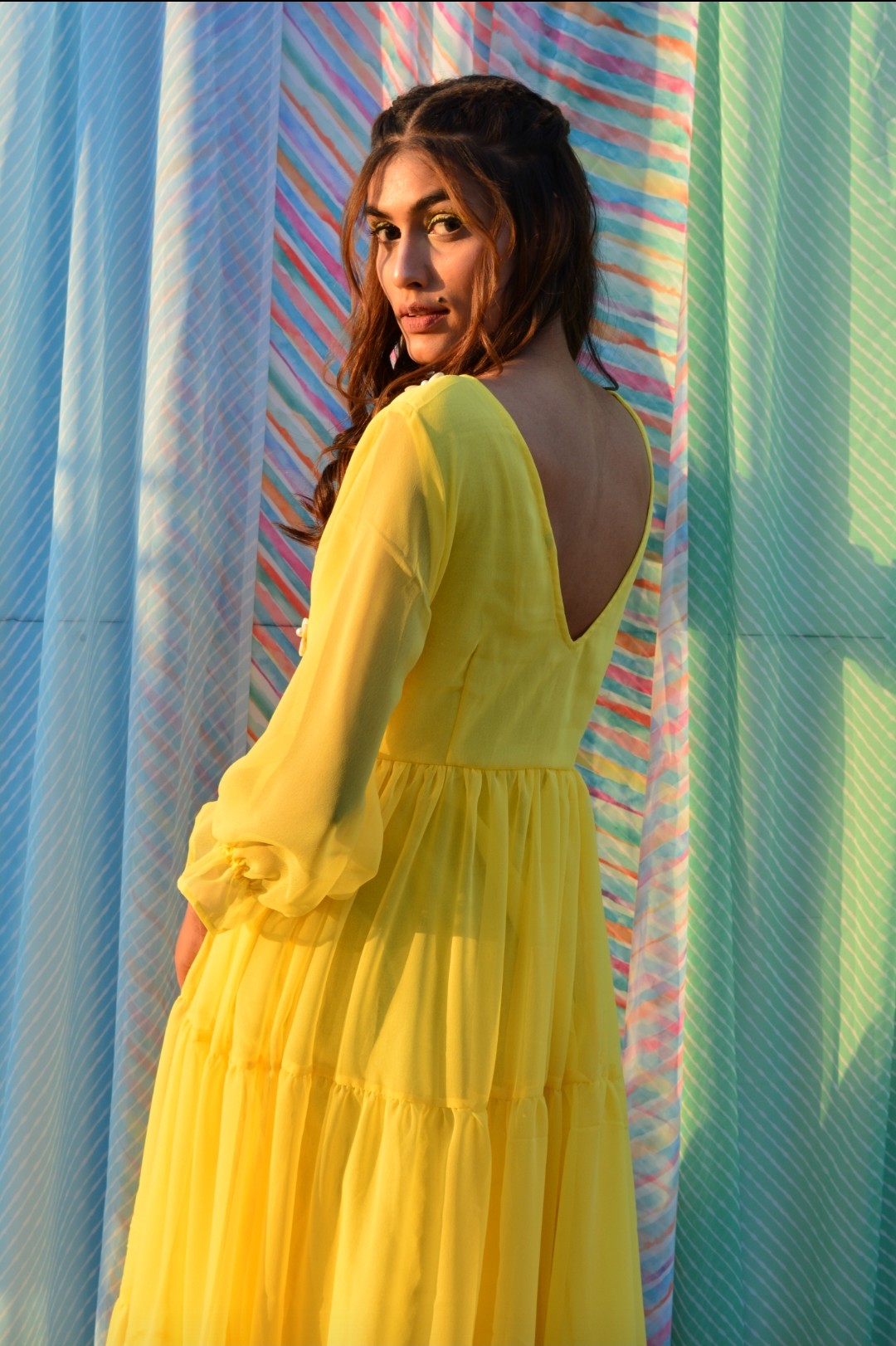 Aisha yellow Georgette Dress