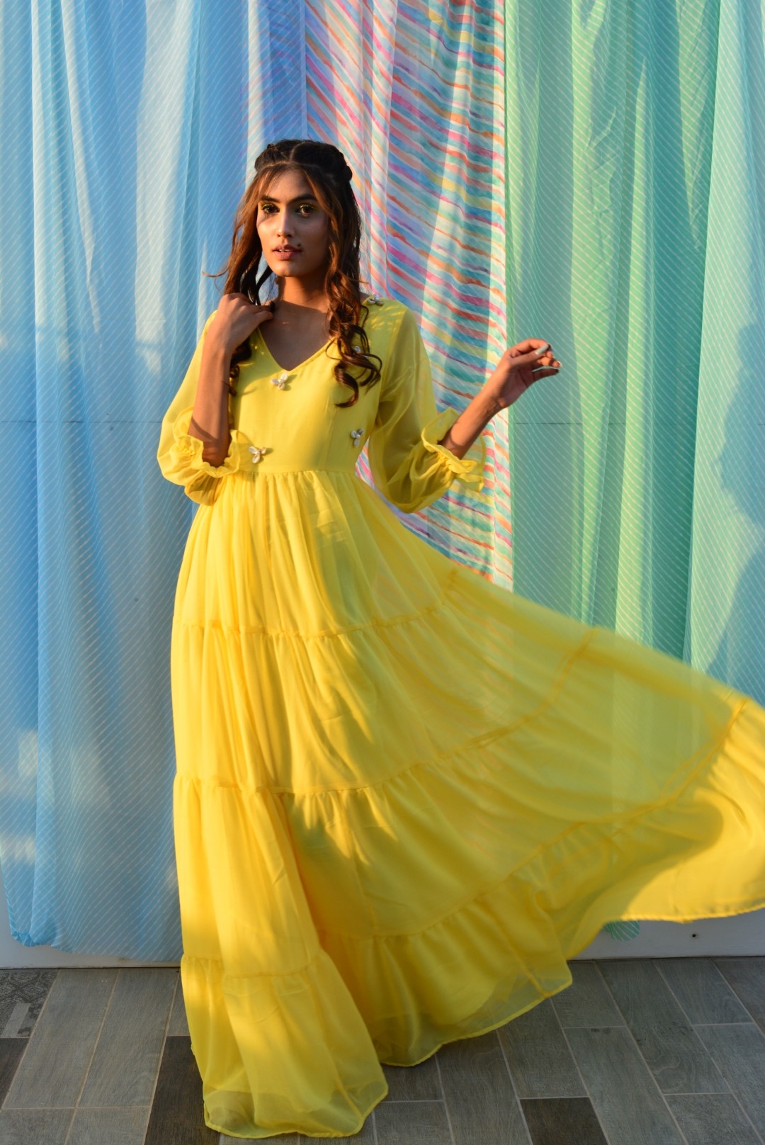 Aisha yellow Georgette Dress