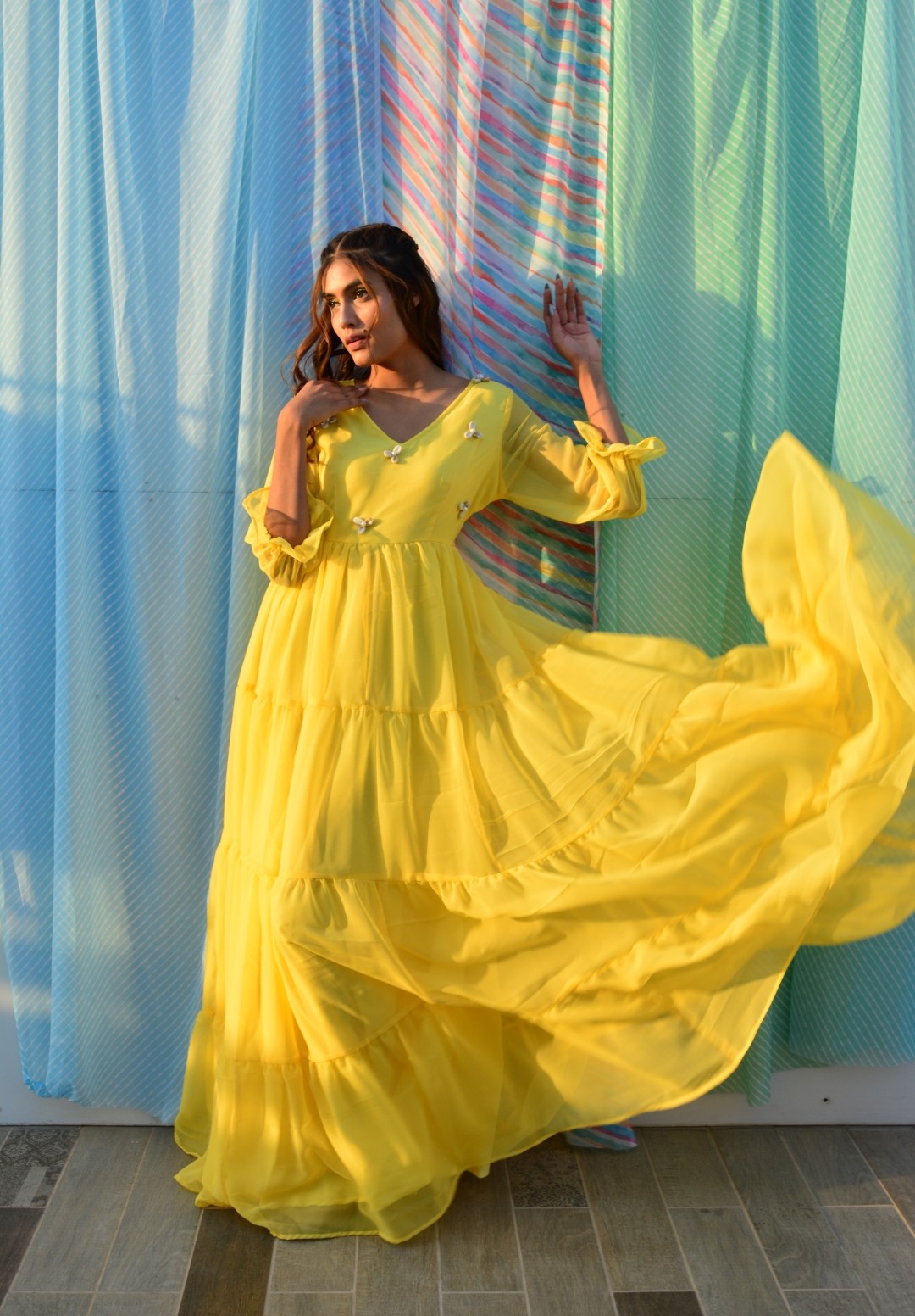 Aisha yellow Georgette Dress