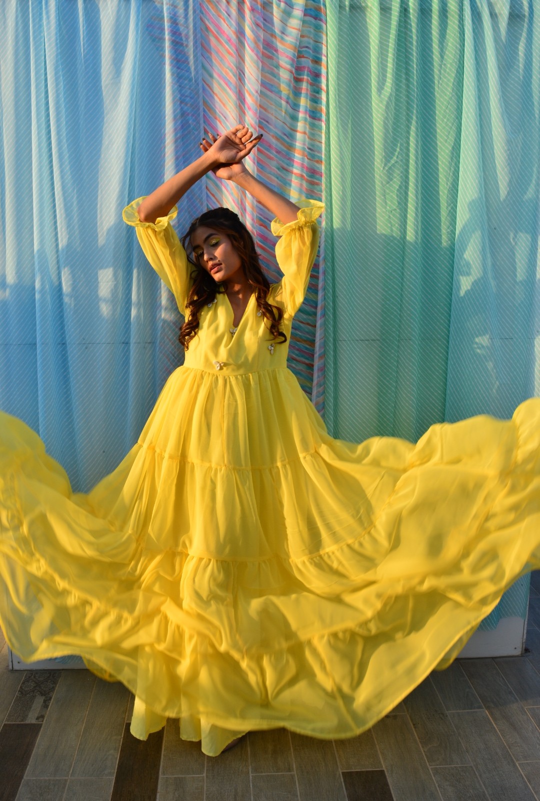 Aisha yellow Georgette Dress