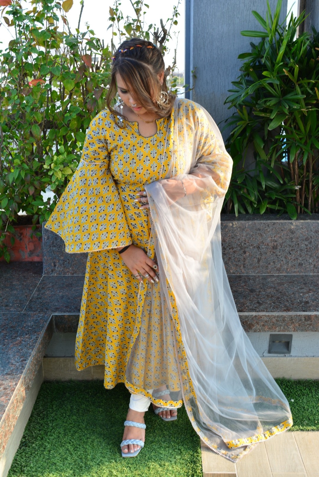 Sarah Yellow Anarkali Set