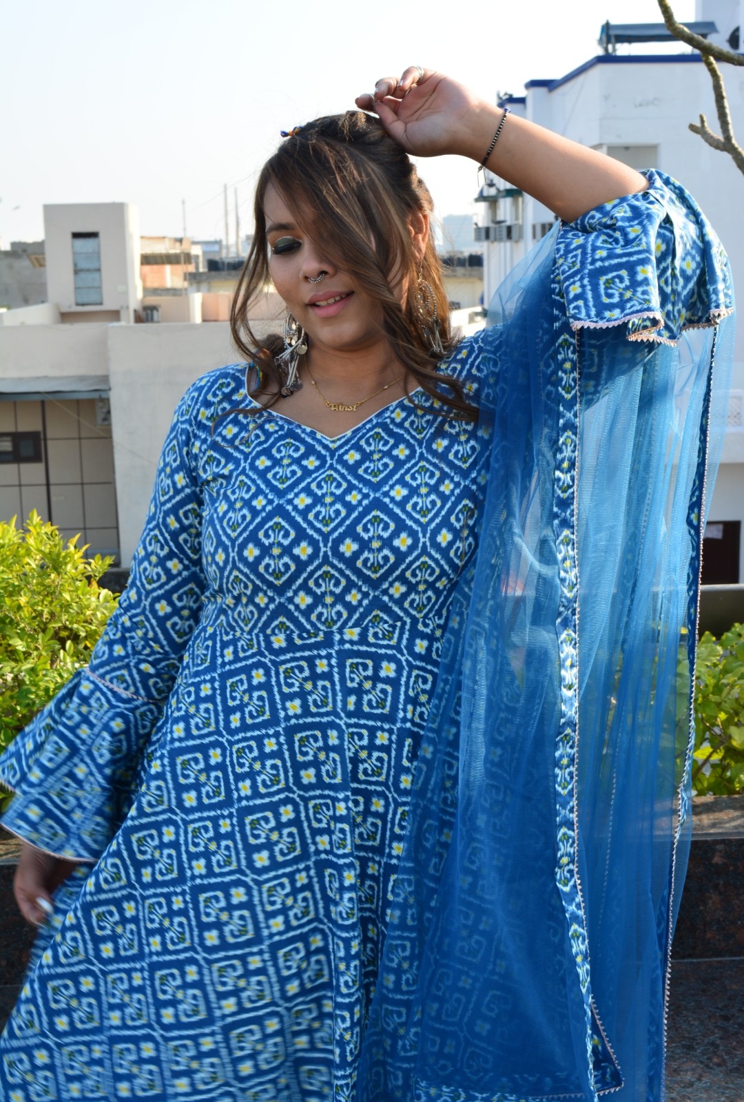 Esha Blue Anarkali Set