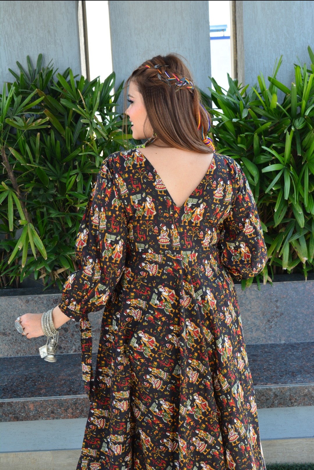 Black Printed Anarkali