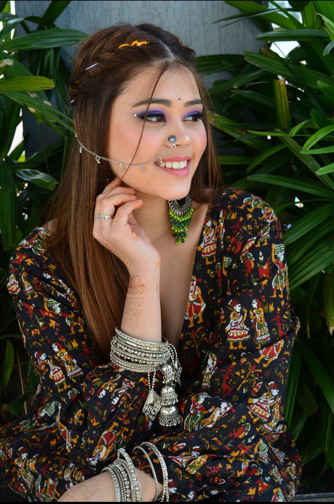 Black Printed Anarkali