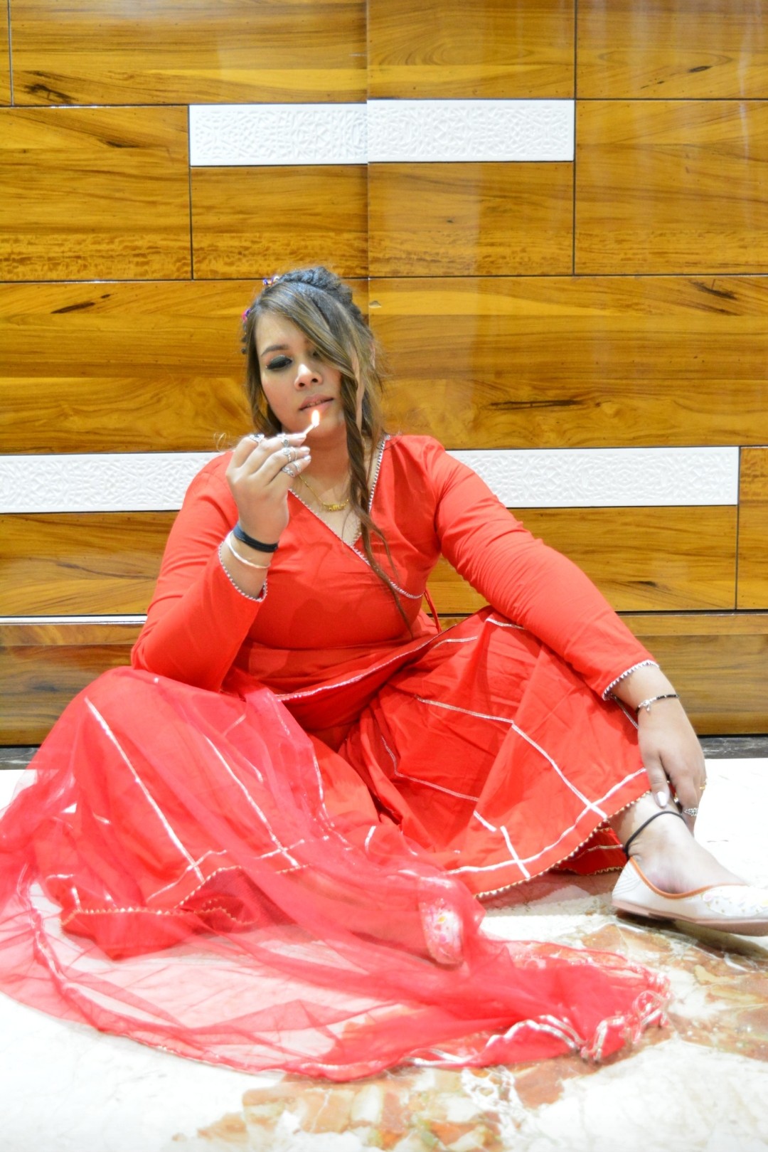 Berry Red Sharara Suit Set
