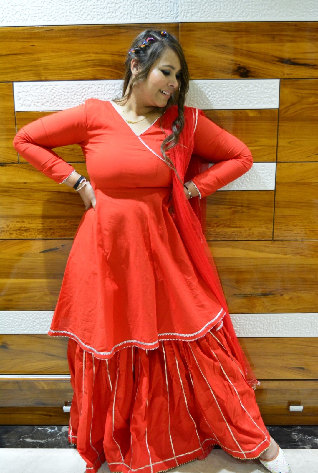 Berry Red Sharara Suit Set