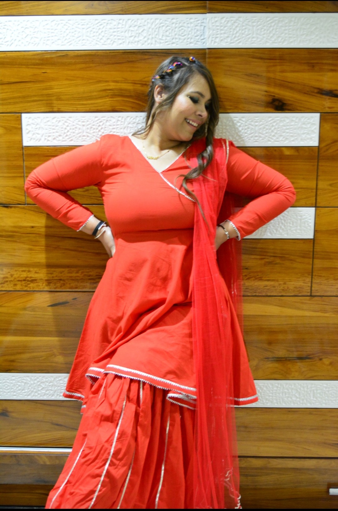 Berry Red Sharara Suit Set