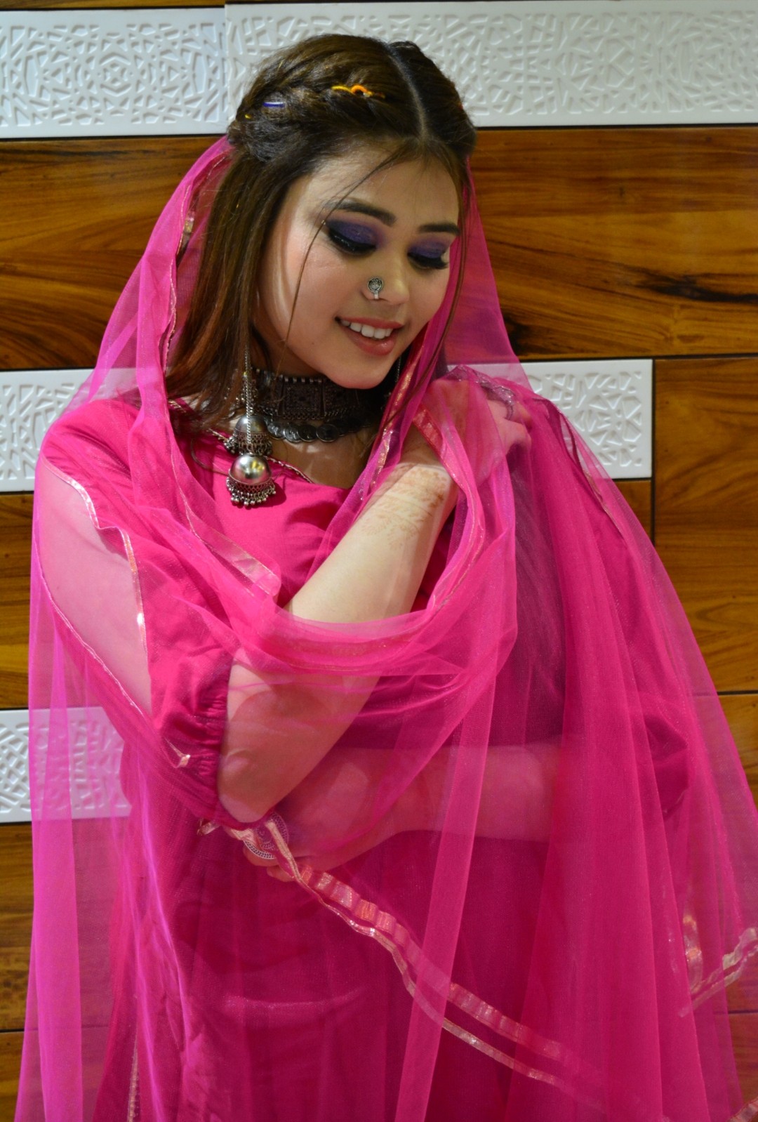 Preety Hot Pink Sharara Suit Set