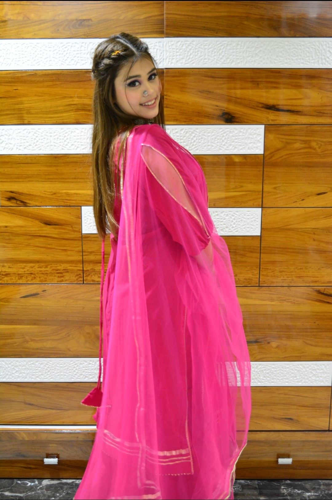 Preety Hot Pink Sharara Suit Set