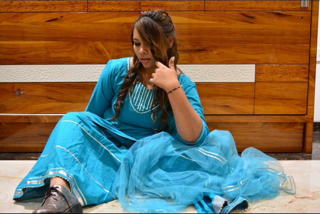 Blue Sapphire Sharara Suit Set