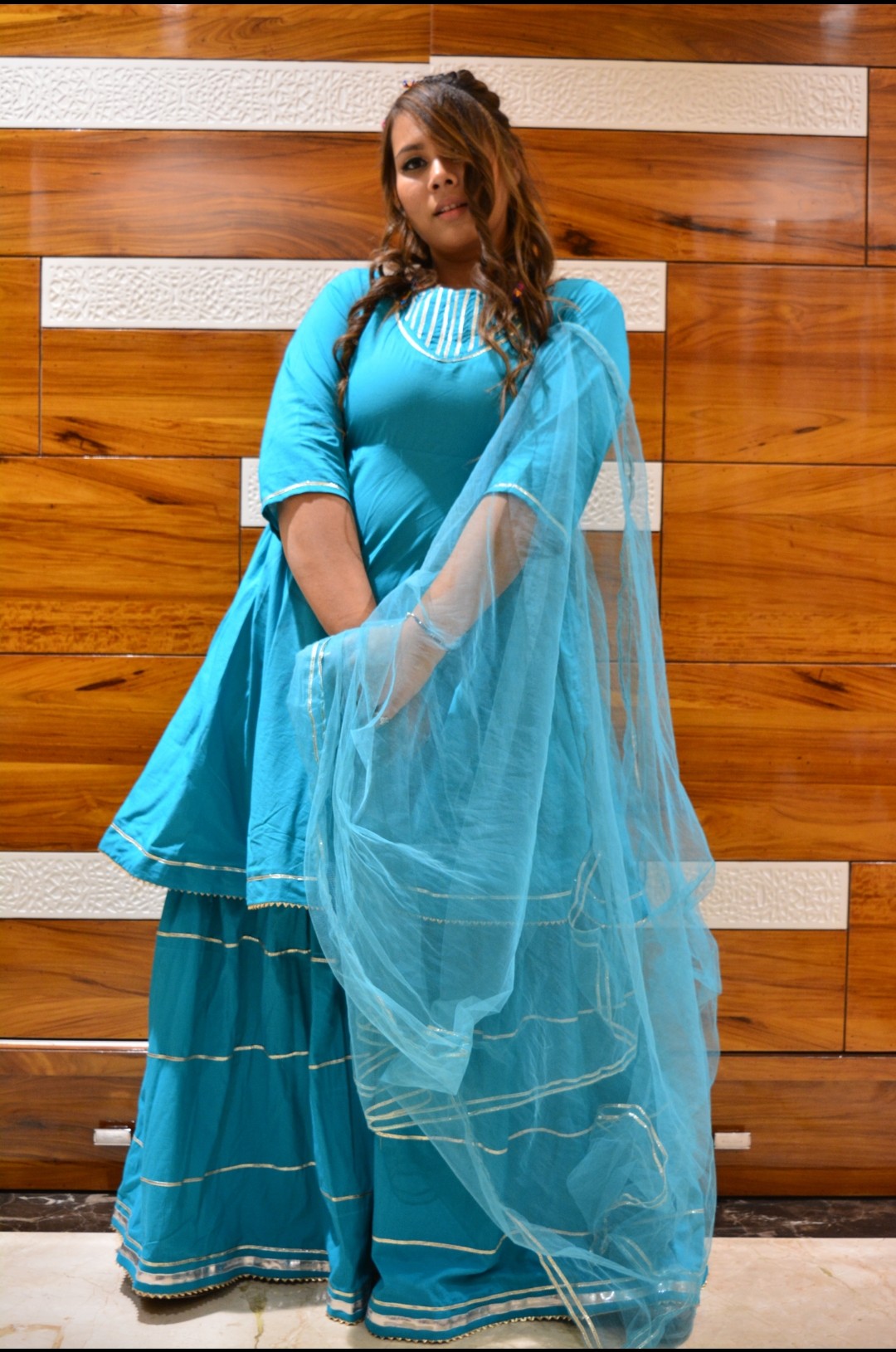 Blue Sapphire Sharara Suit Set