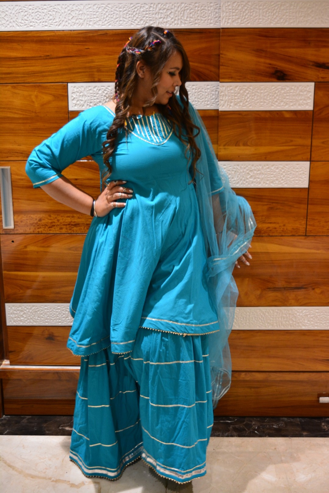 Blue Sapphire Sharara Suit Set