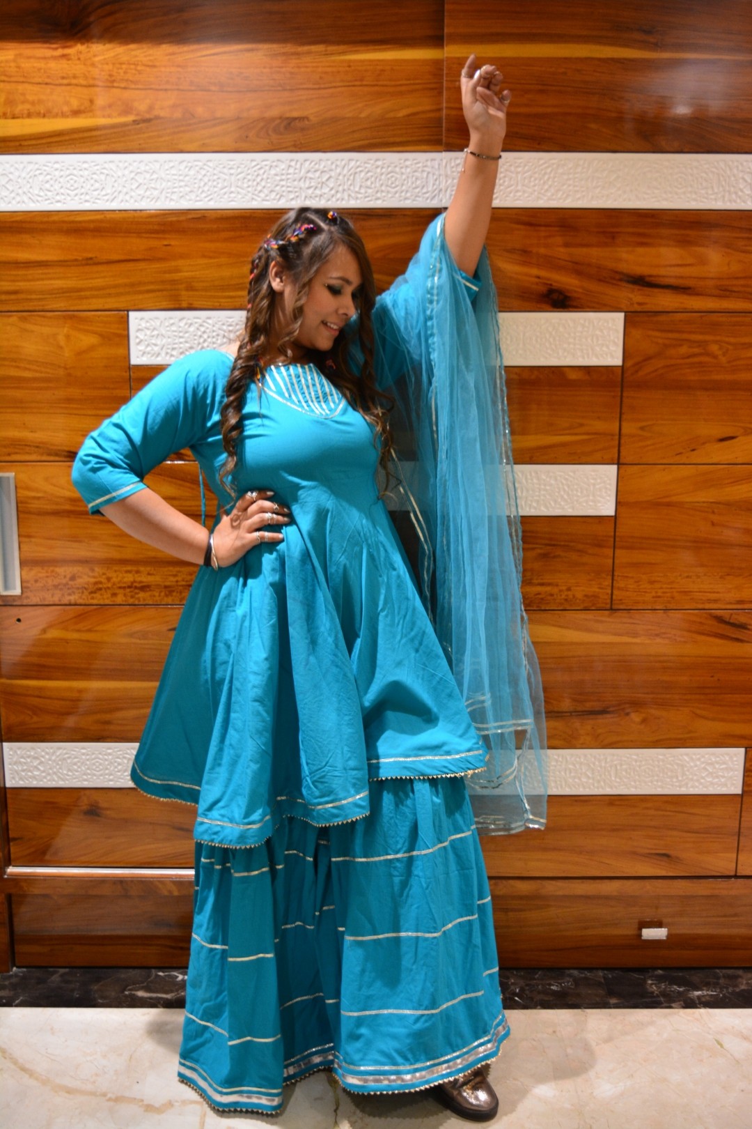 Blue Sapphire Sharara Suit Set