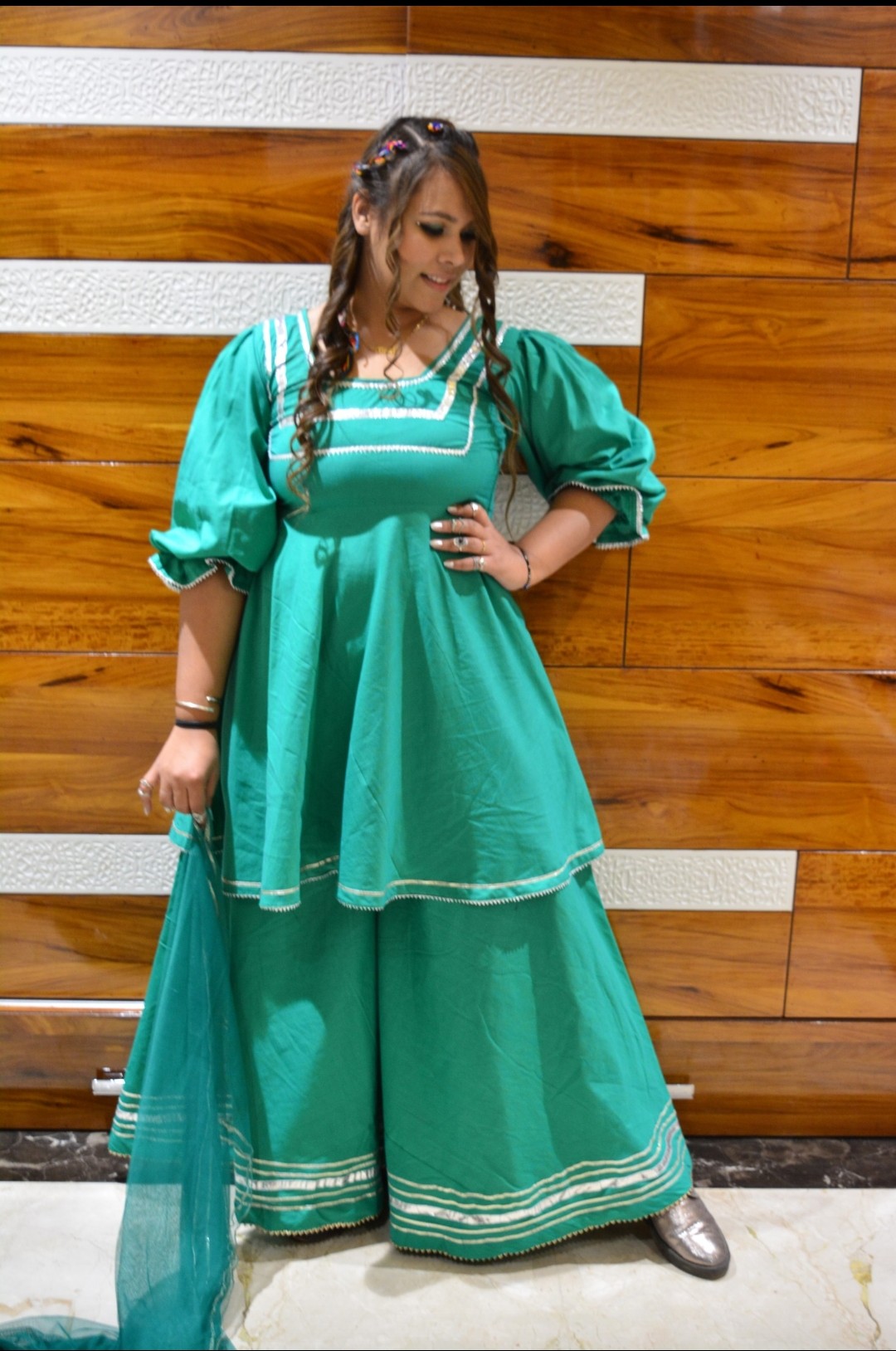 Majestic Green Sharara Suit Set