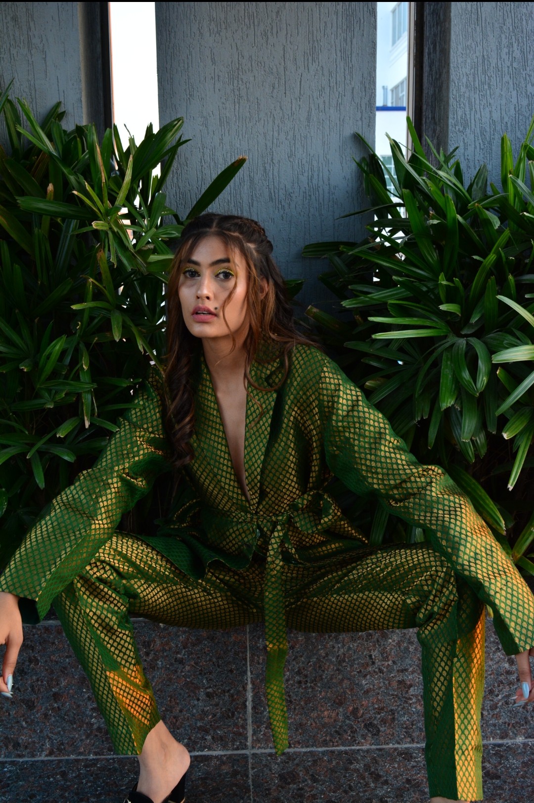 Green Banarasi Silk Pantsuit