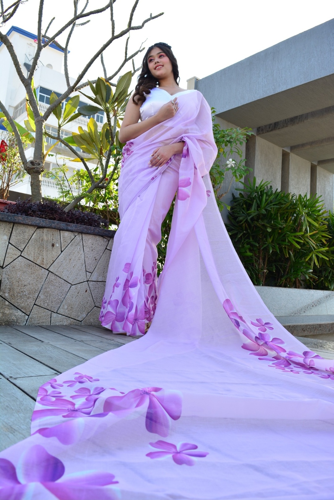 Lavender Floral Saree