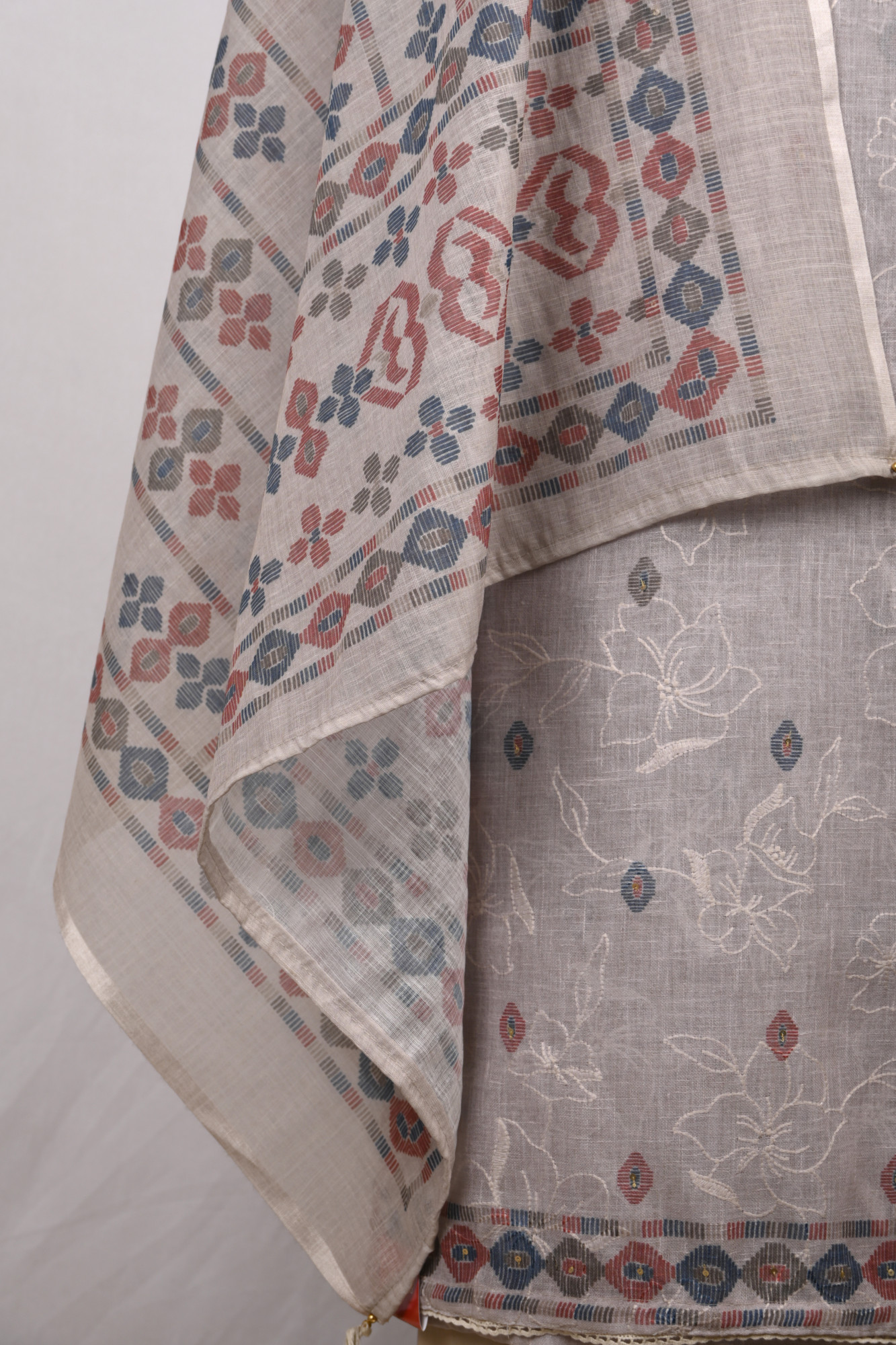 Beige Cotton Suit Set with Beautiful Dupatta - 1020-4930-3A