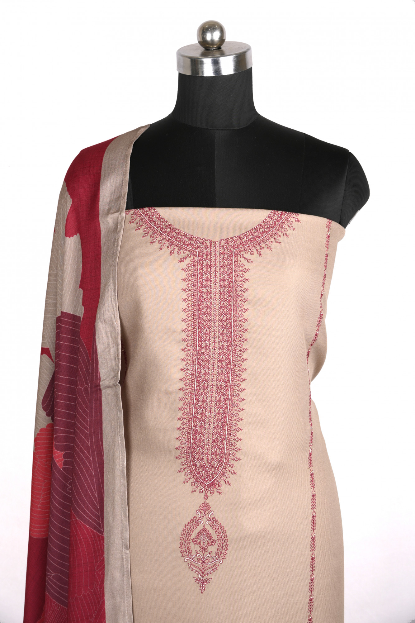 Beige Spun Suit With Spun Dupatta - VARV11A