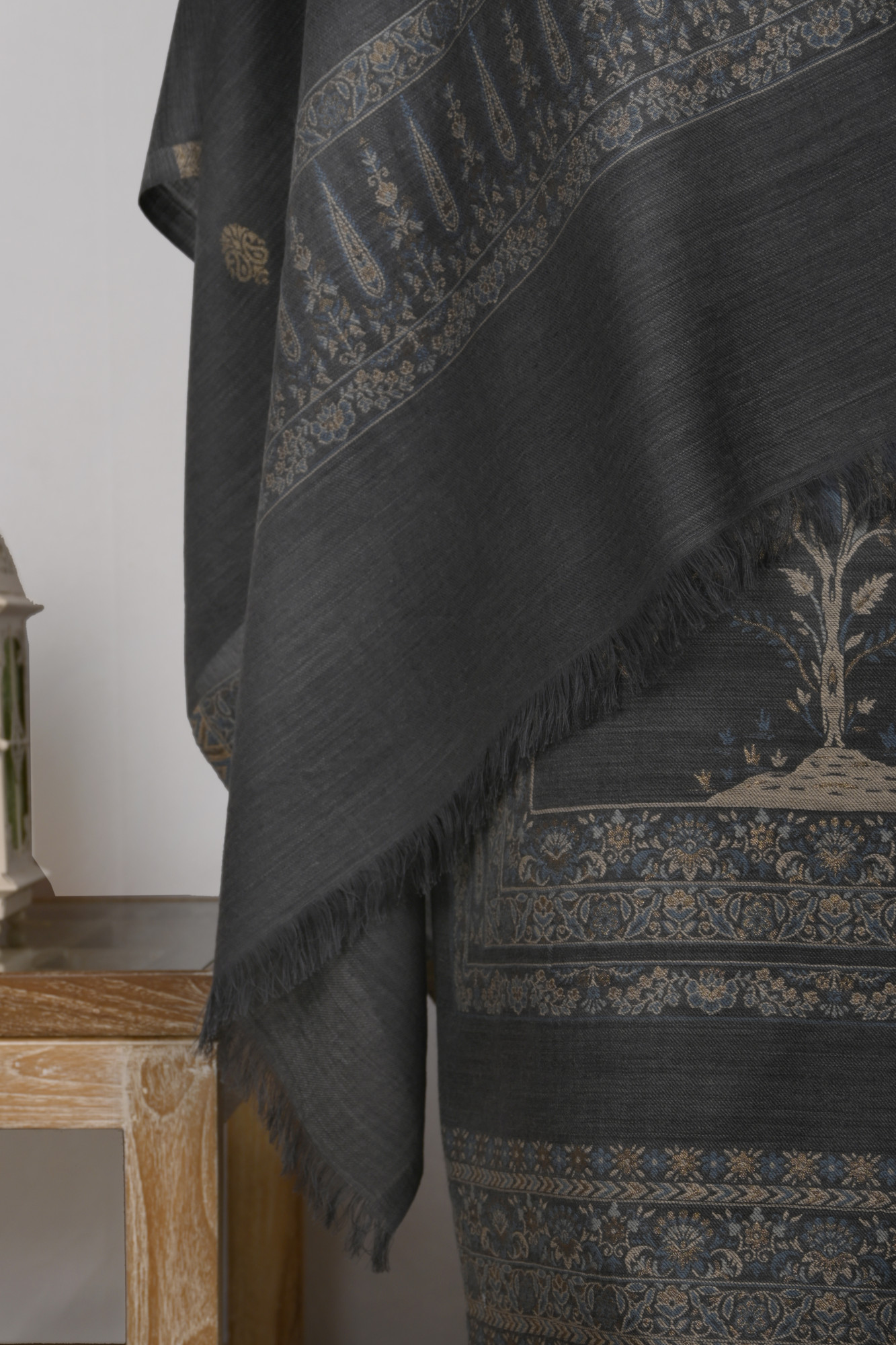 Grey Pure Pashmina Suit Set with Pashmina Dupatta - PASH1401A