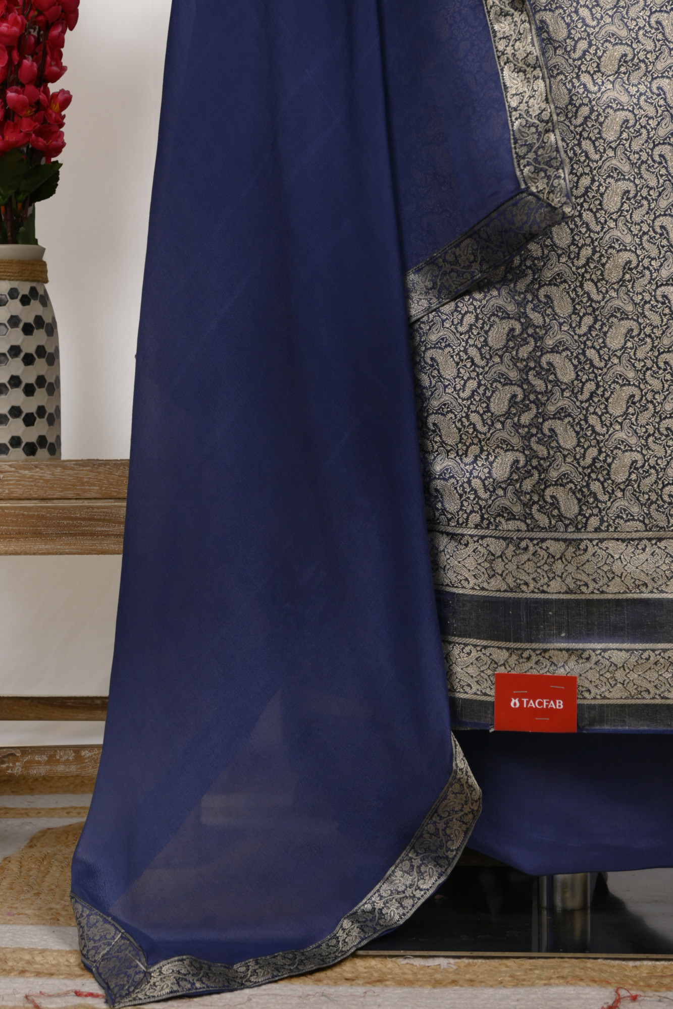 Blue Brocade Suit Set with Dupatta - 1021-BCD-1