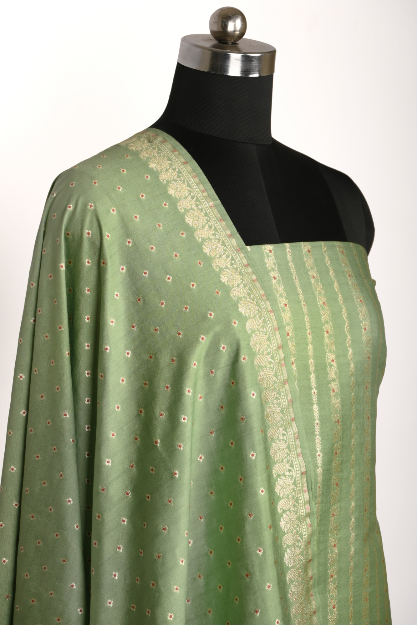 Green Silk Suit Set with Beautiful Dupatta - 1021-MLB-1C