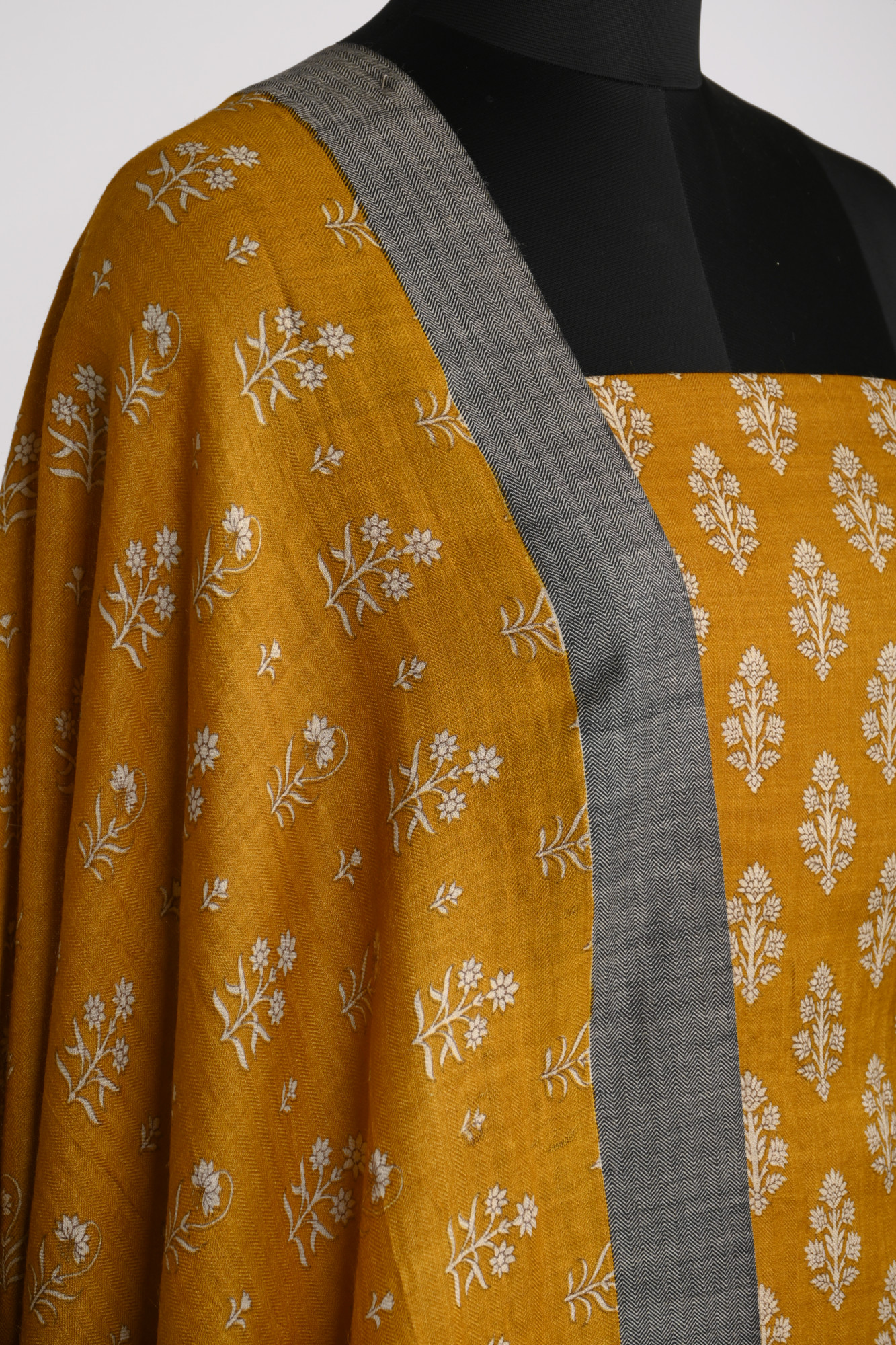 Mustard Pashmina Suit Set with Pashmina Dupatta - 799-16002-7A