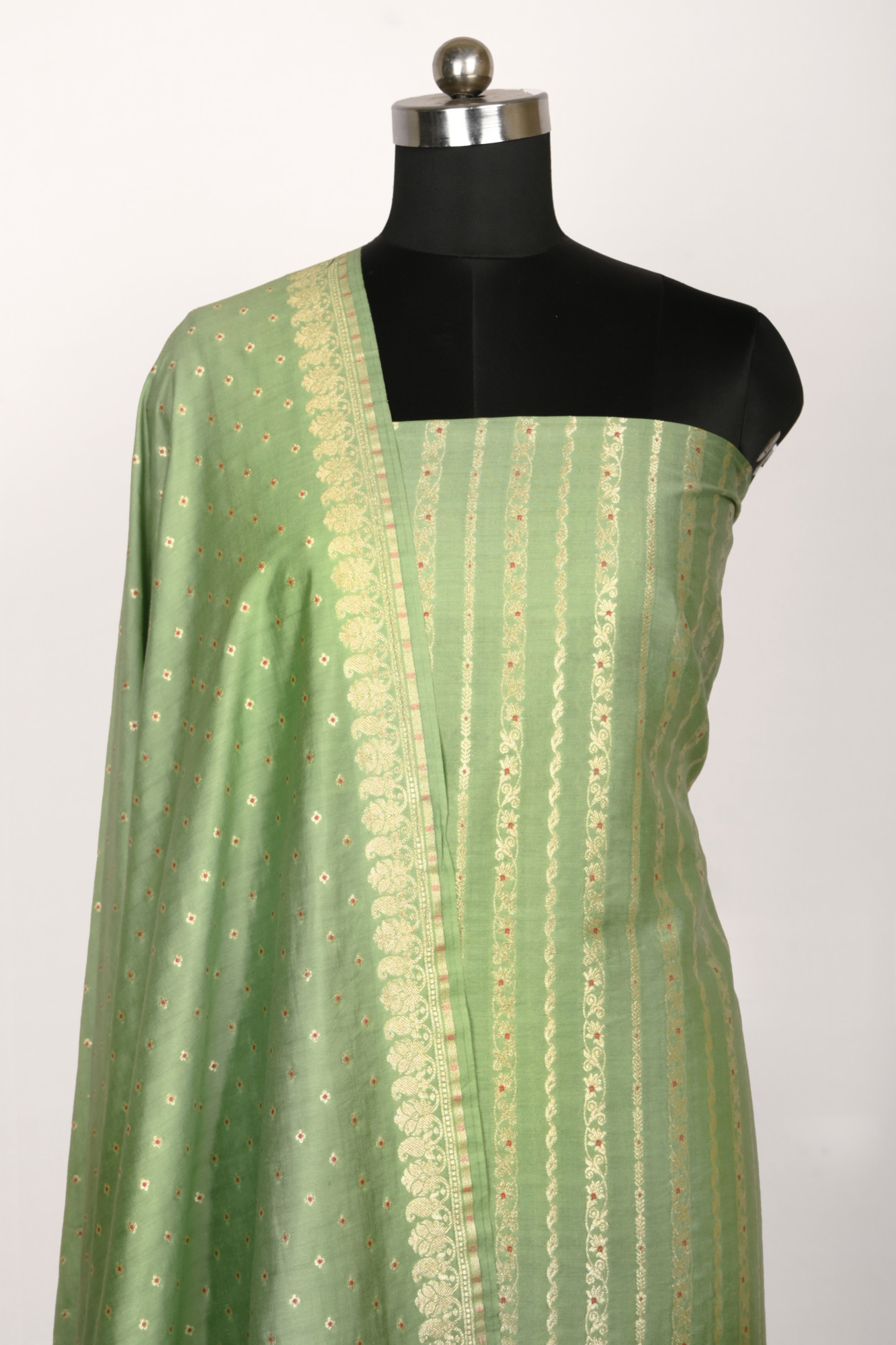Green Silk Suit Set with Beautiful Dupatta - 1021-MLB-1C