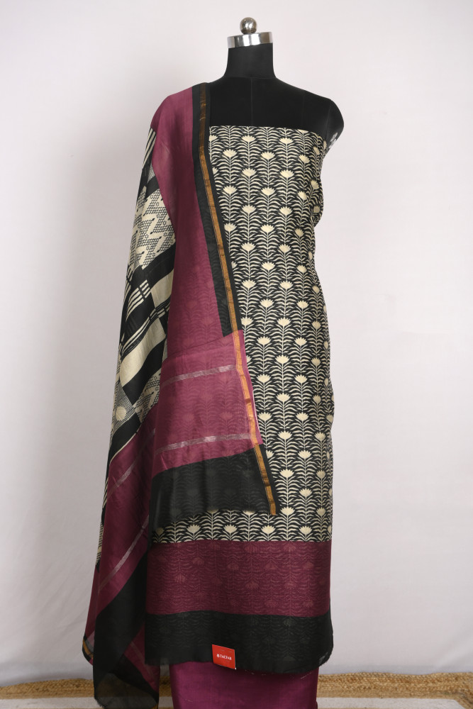 Image of Wine Maheshwari Beautiful Suit Set with Dupatta - 811-S151-445-119-2C