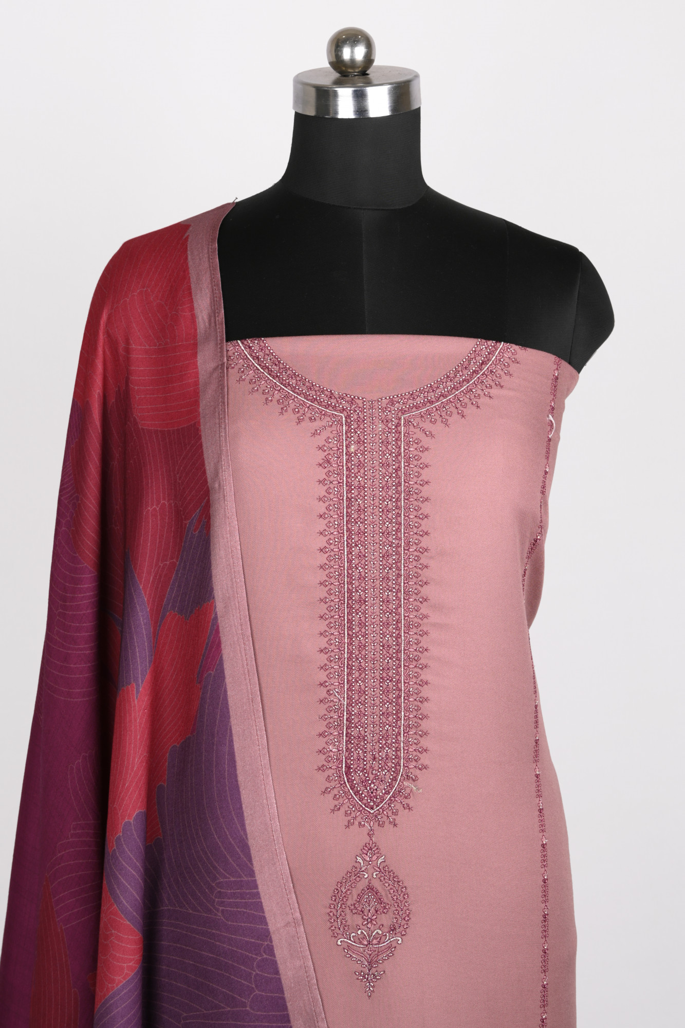Mauve Spun Suit With Spun Dupatta - VARV11C