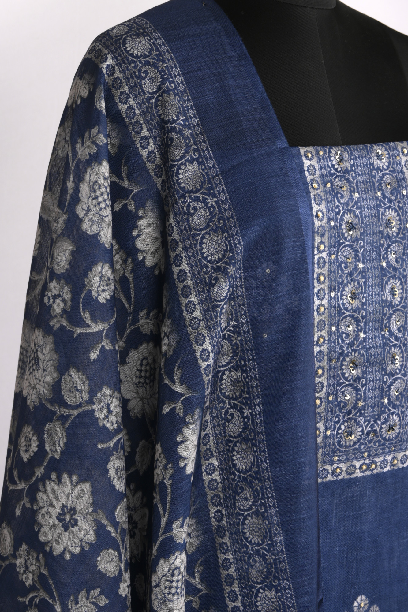 Blue Cotton Suit Set with Beautiful Dupatta - 1020-4954-4A