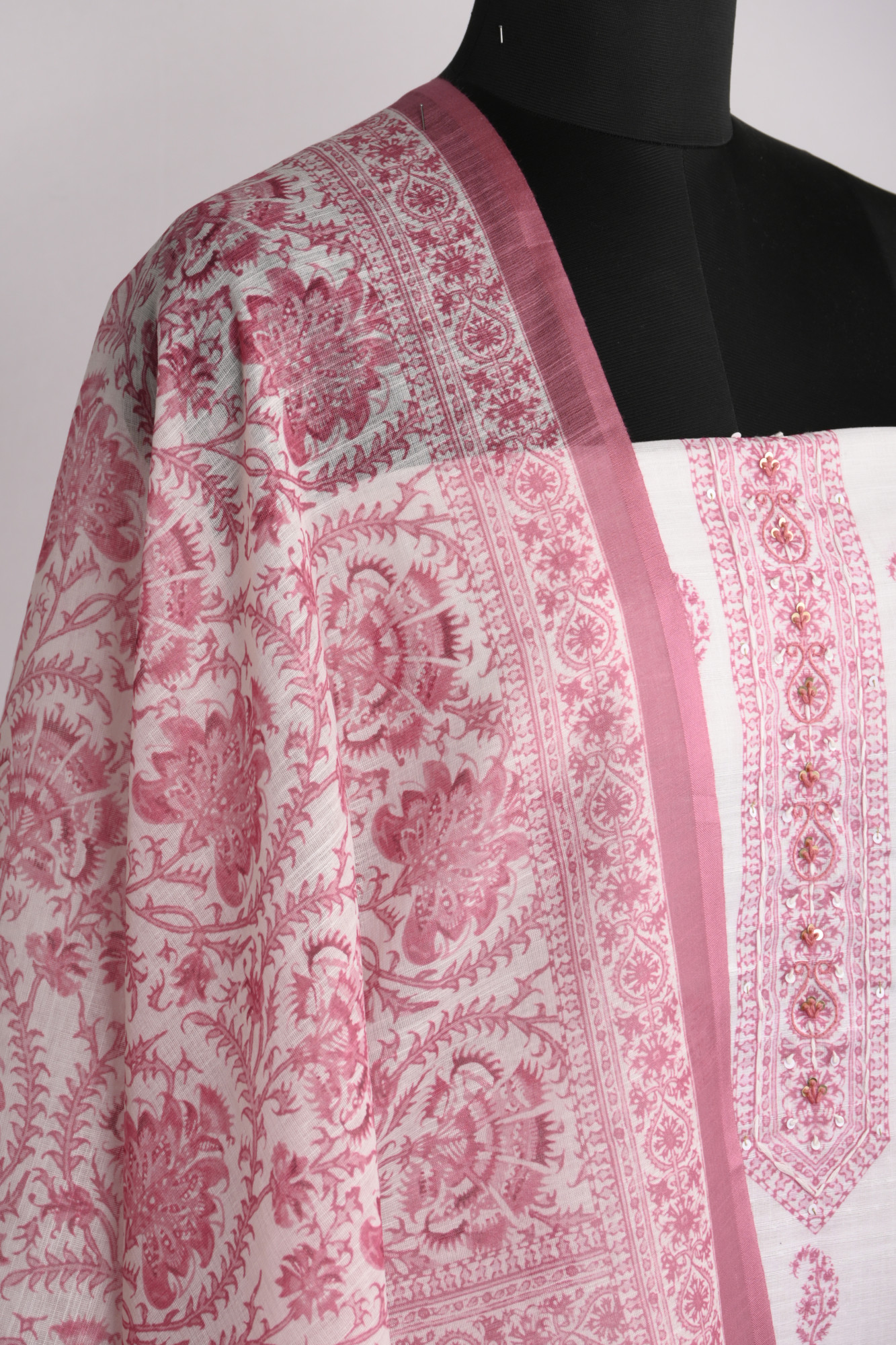 Pink Cotton Suit Set with Beautiful Dupatta - 1020-4966