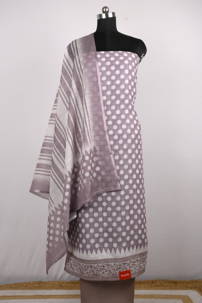 Image of Brown Cotton Suit Set with Beautiful Dupatta - 1020-4919C