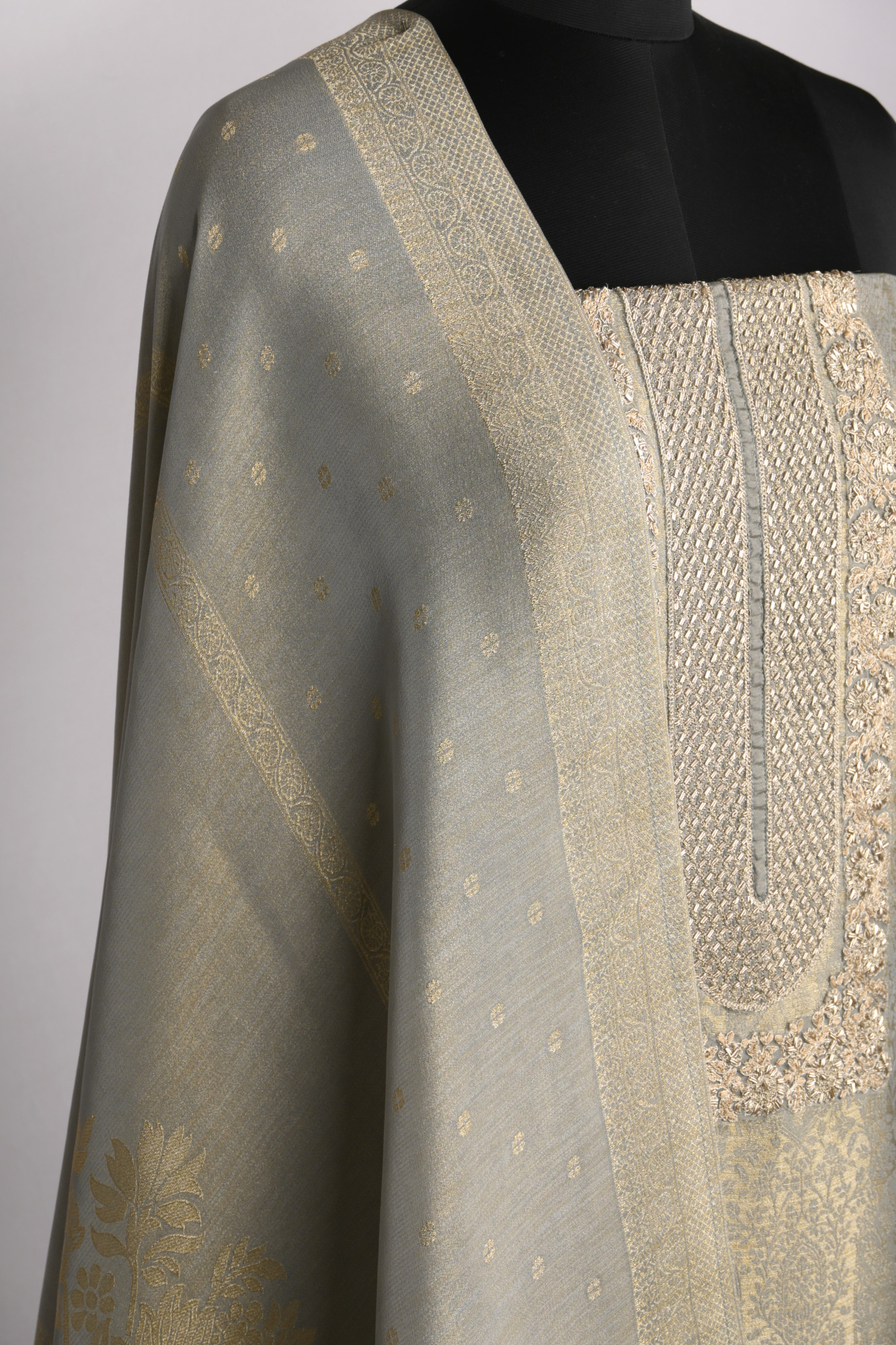 Green Silk Jacquard Suit Set with Beautiful Dupatta - R157-SPR2387C