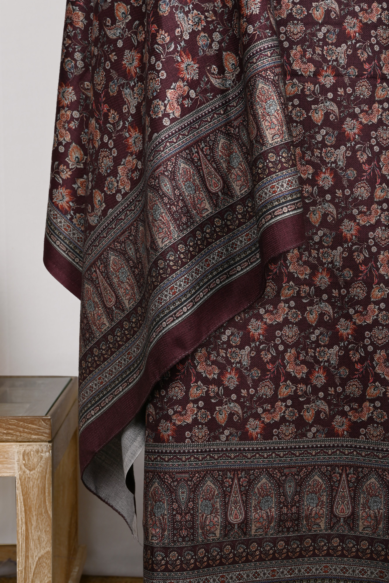 Wine Unstitched Spun Suit Set with Dupatta - 1000-70371B