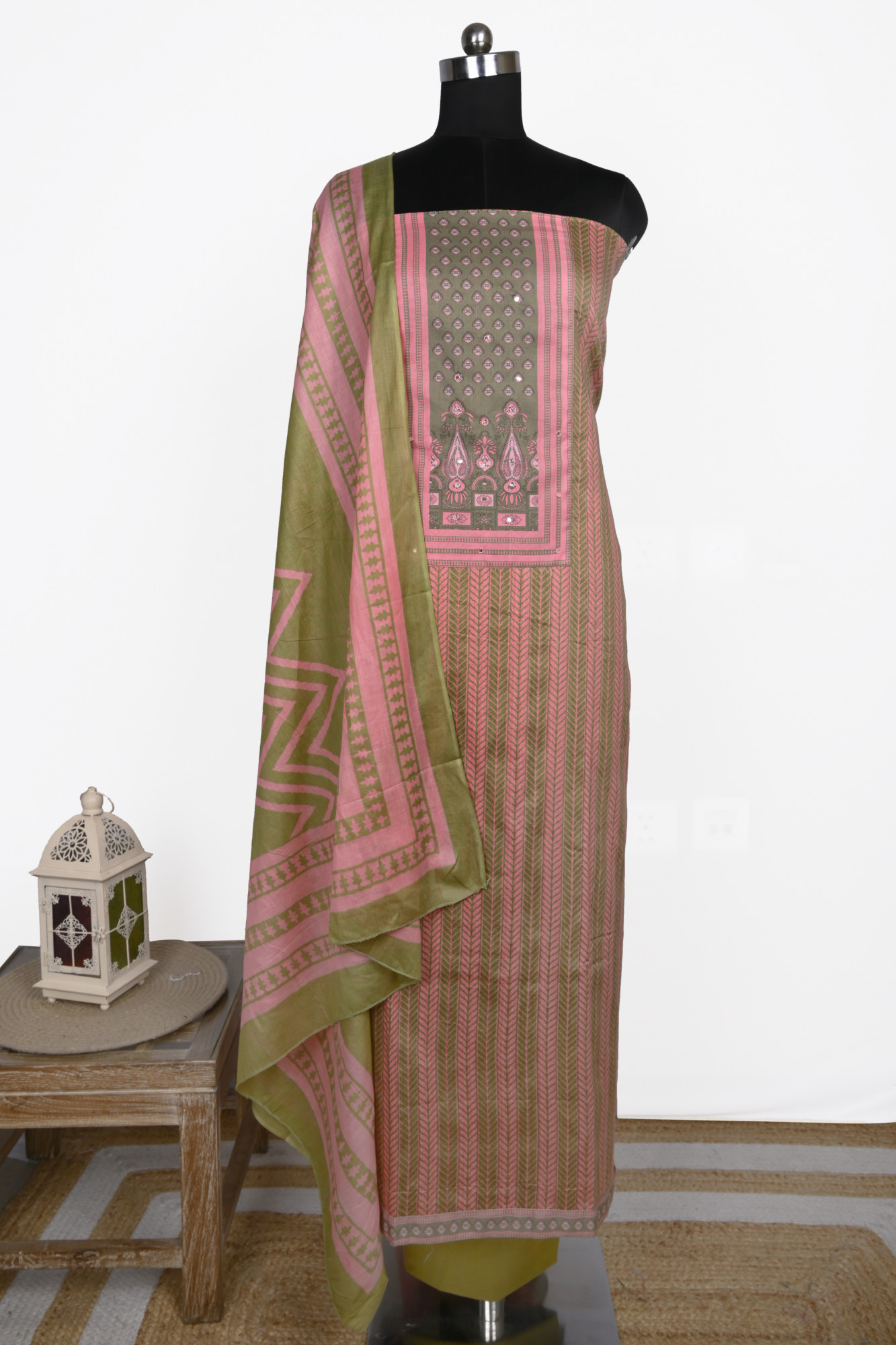 Pink Muslin Suit Set with Beautiful Dupatta - 983-6007