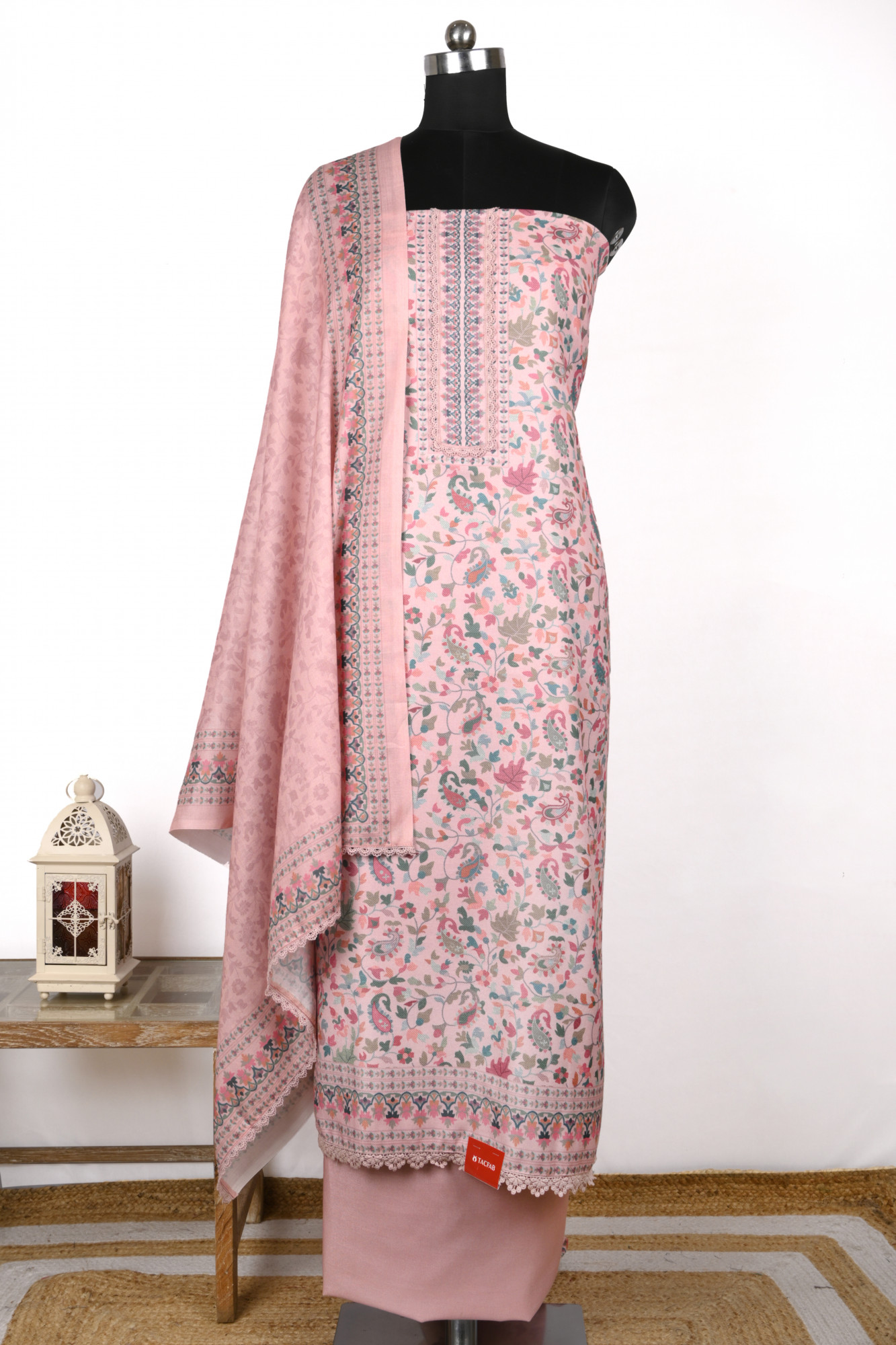 Peach Printed Beautiful Spun Suit Set With Dupatta - 131-K2001C