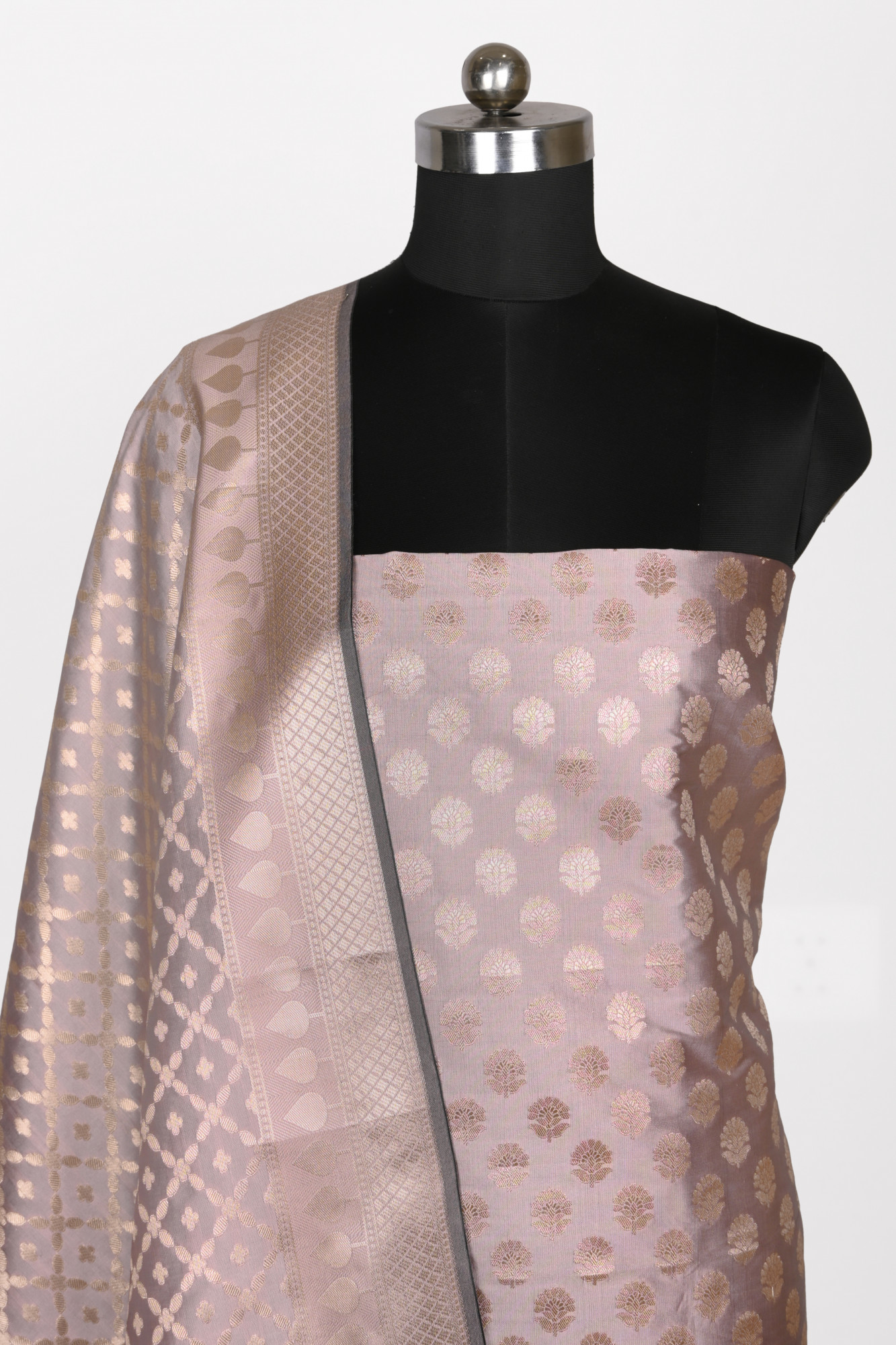 Mauve Chanderi silk Suit Set with Chanderi silk Dupatta - 1021-JNF-5A