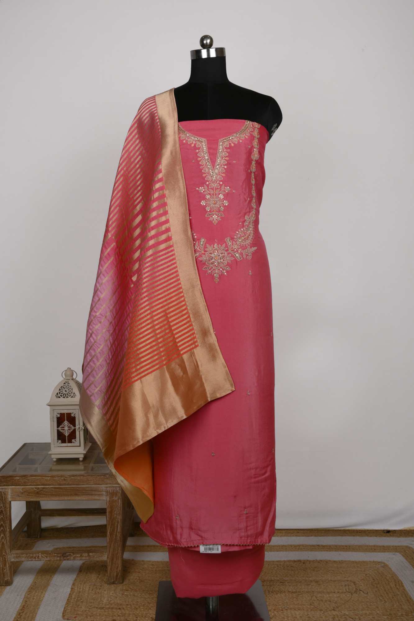 Pink Silk Suit Set with Silk Dupatta - 131-DLS7356