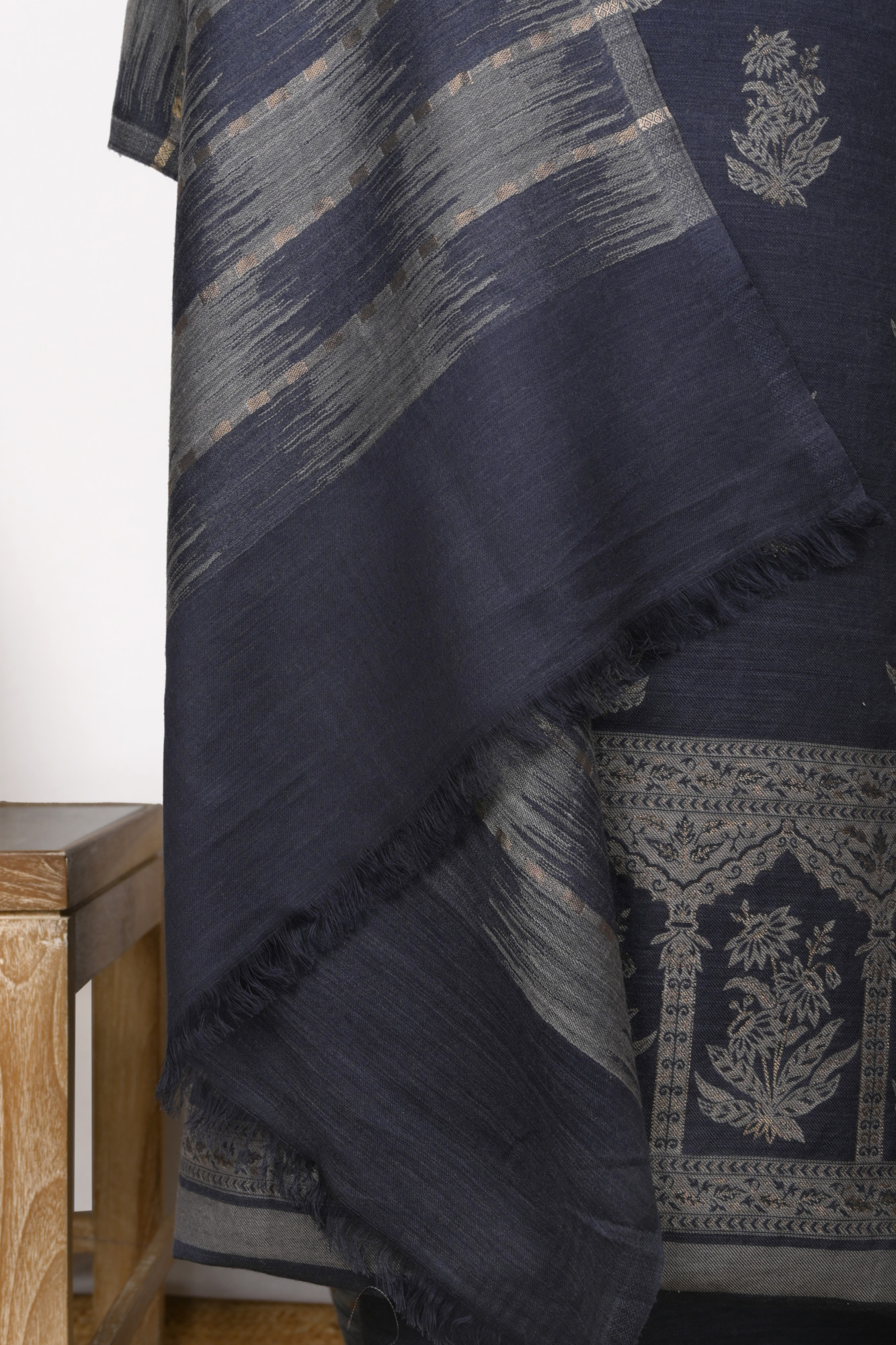 Grey Pashmina Suit Set with Pashmina Dupatta - PASH1403A