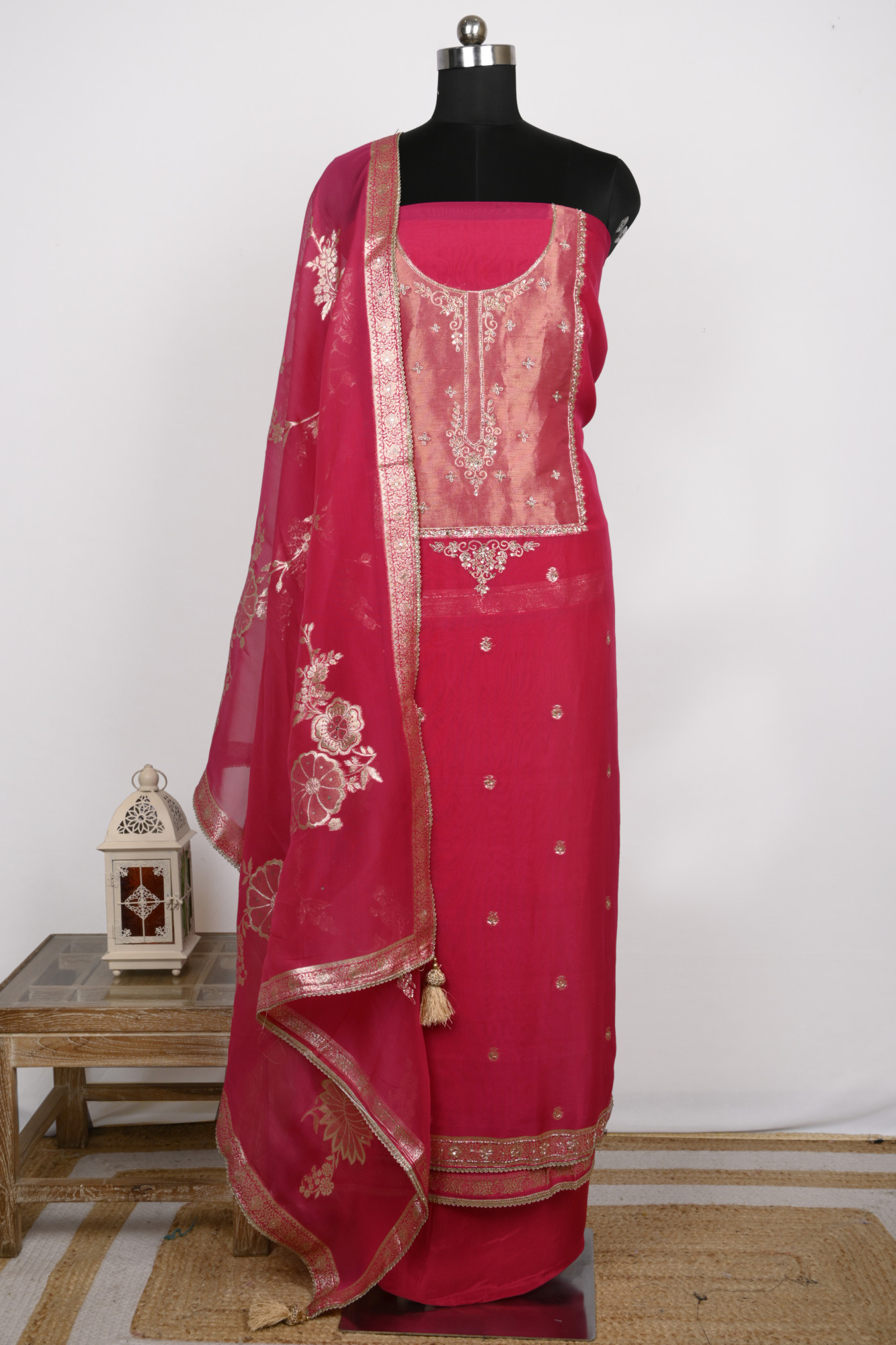 Rani Organza Suit Set with Organza Dupatta - 131-GD633B