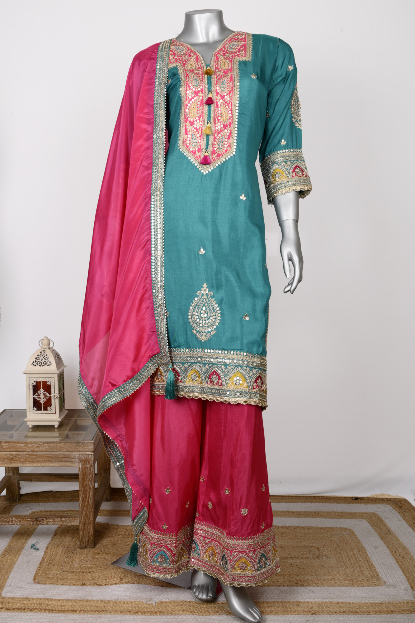 Firozee Satin Silk Stitched Suit Set with Dupatta - 1023-1004