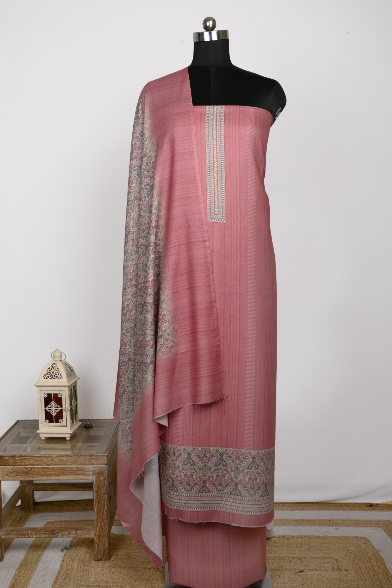 Pink Spun Suit Set with Spun Dupatta - 131-1811B