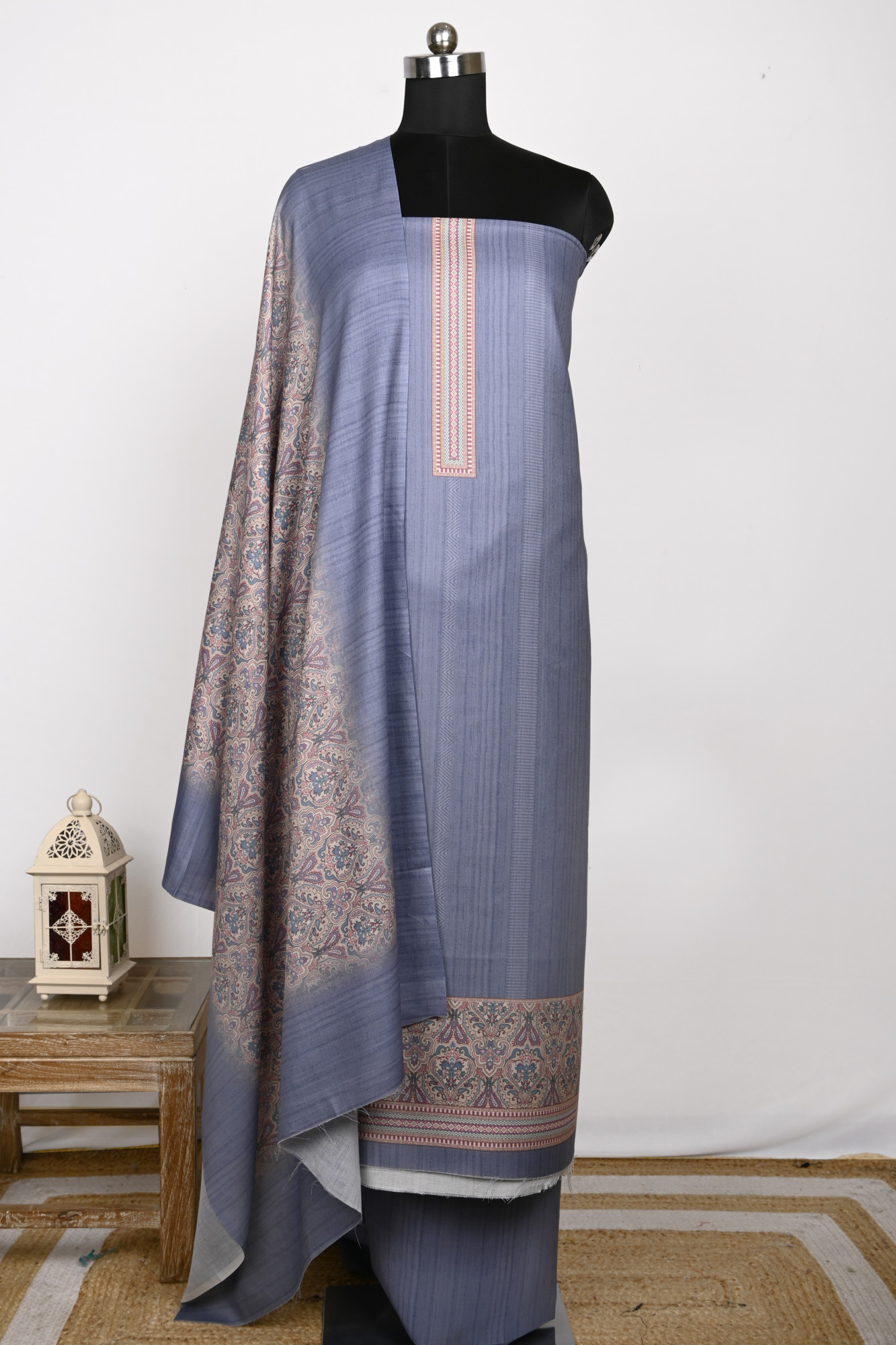 Blue Spun Suit Set with Spun Dupatta - 131-1811C