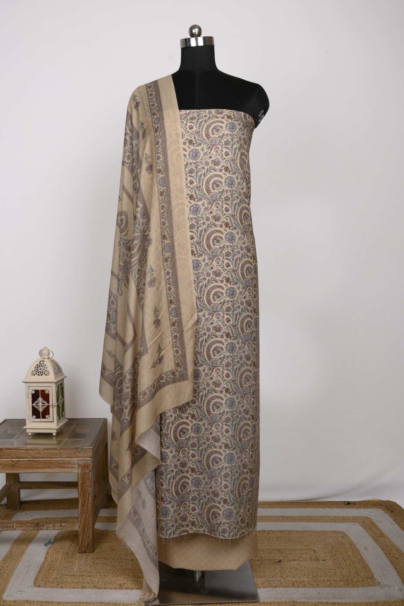 Mustard Spun Suit Set with Spun Dupatta - 131-7581A