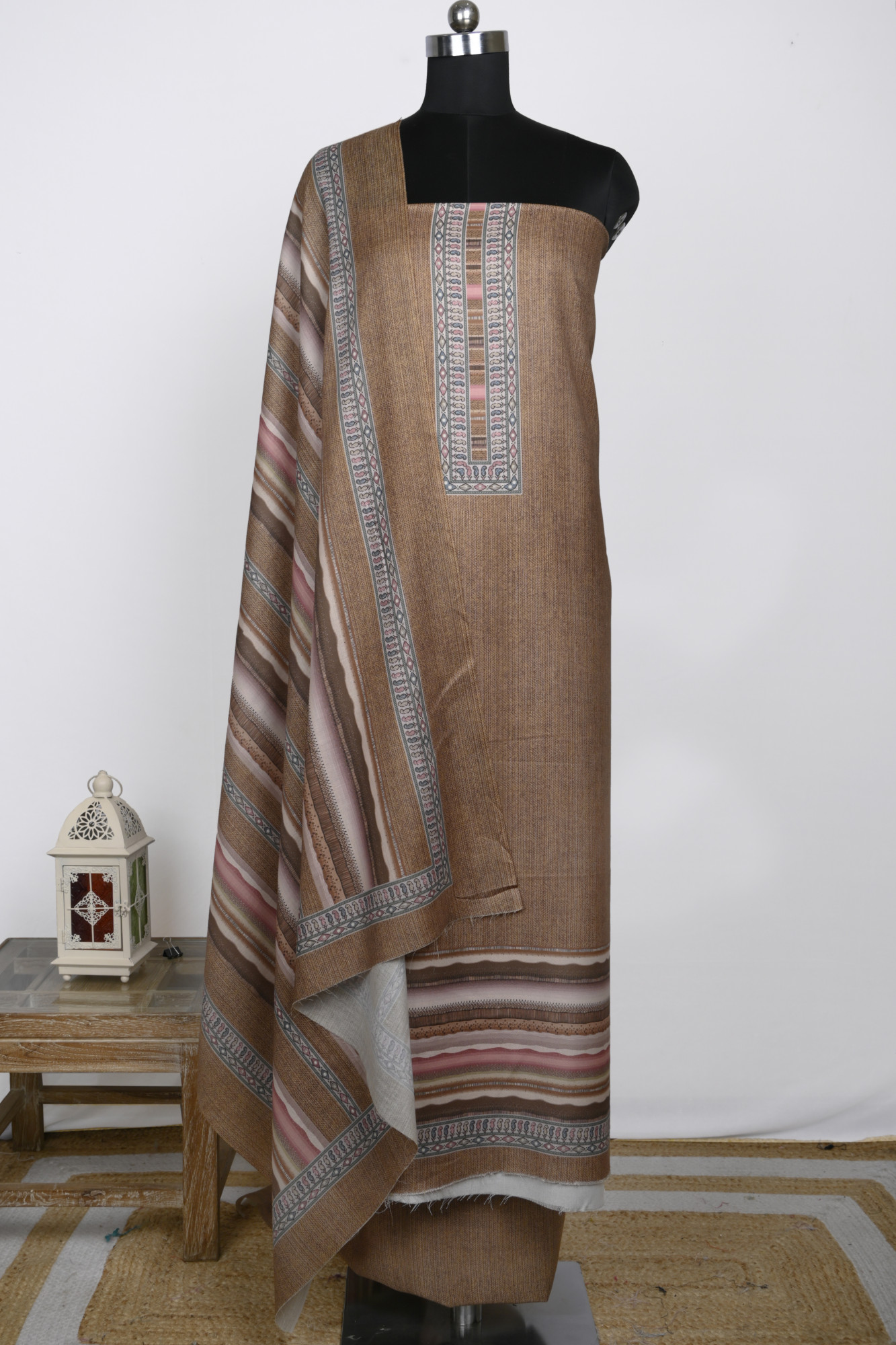 Mehndi Spun Suit Set with Spun Dupatta - 131-1824B