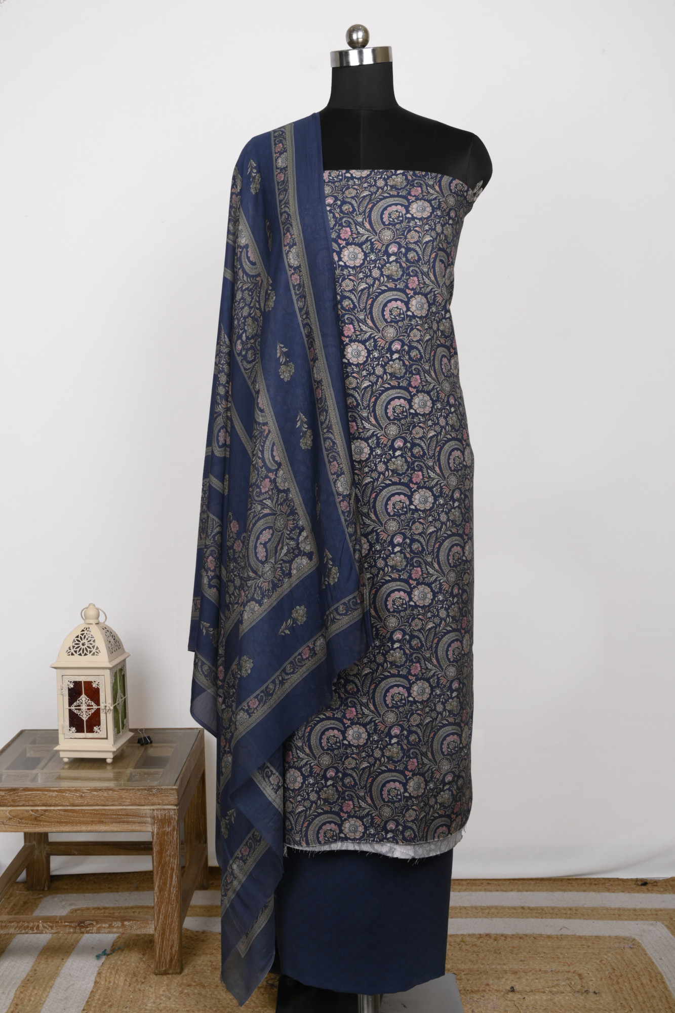 Blue Spun Suit Set with Beautiful Dupatta - 131-7581C