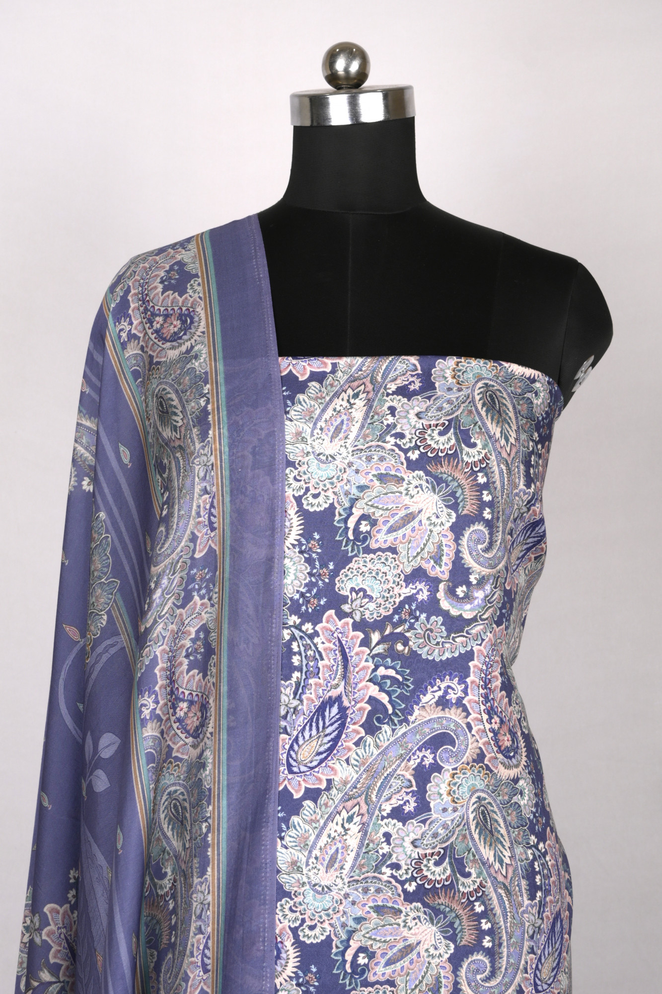 Blue Spun Digital Printed Suit with Spun Dupatta - VUN7710B