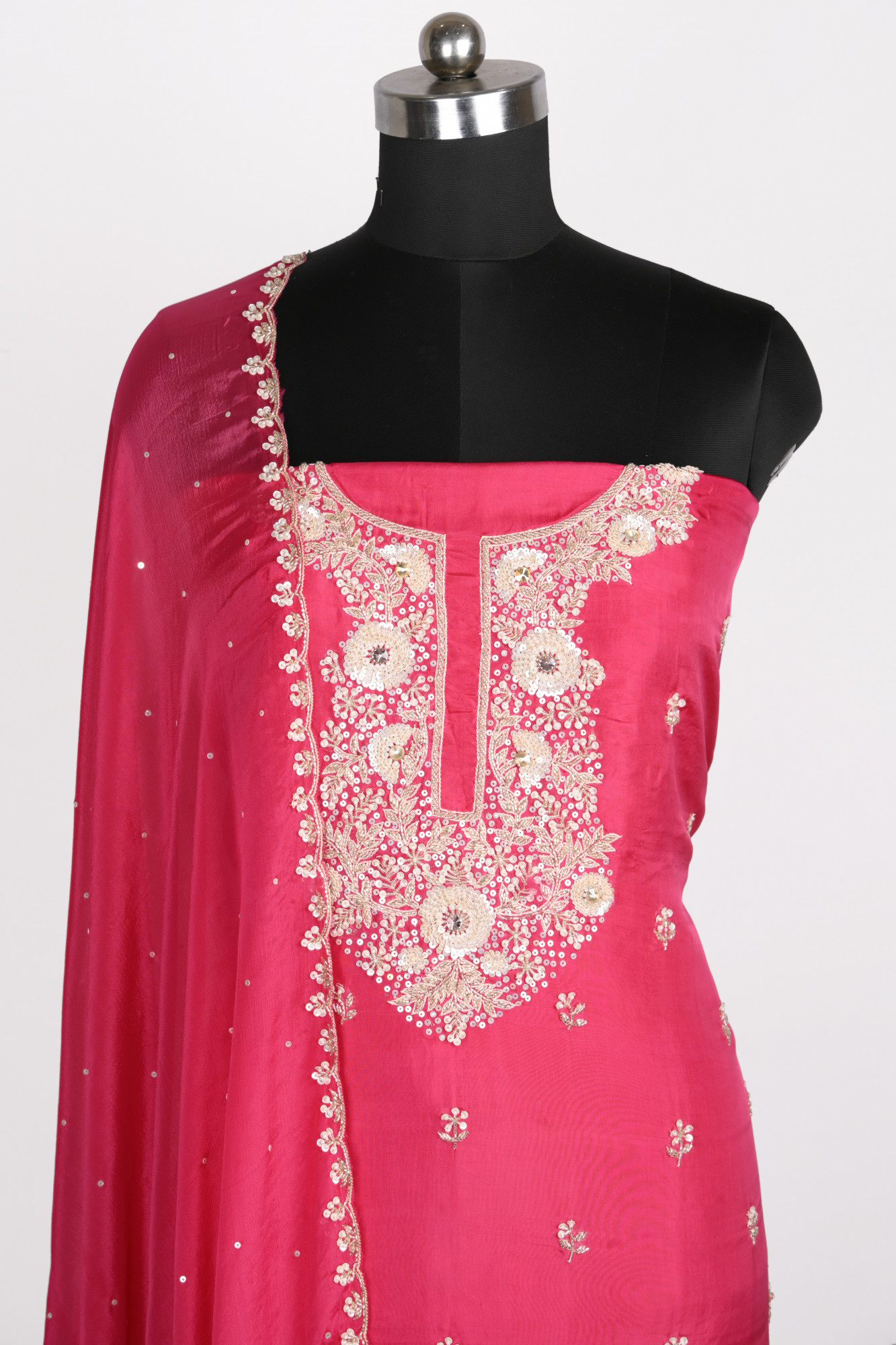 Rani Satin Silk Suit Set with Chinon Dupatta - 969-3810B