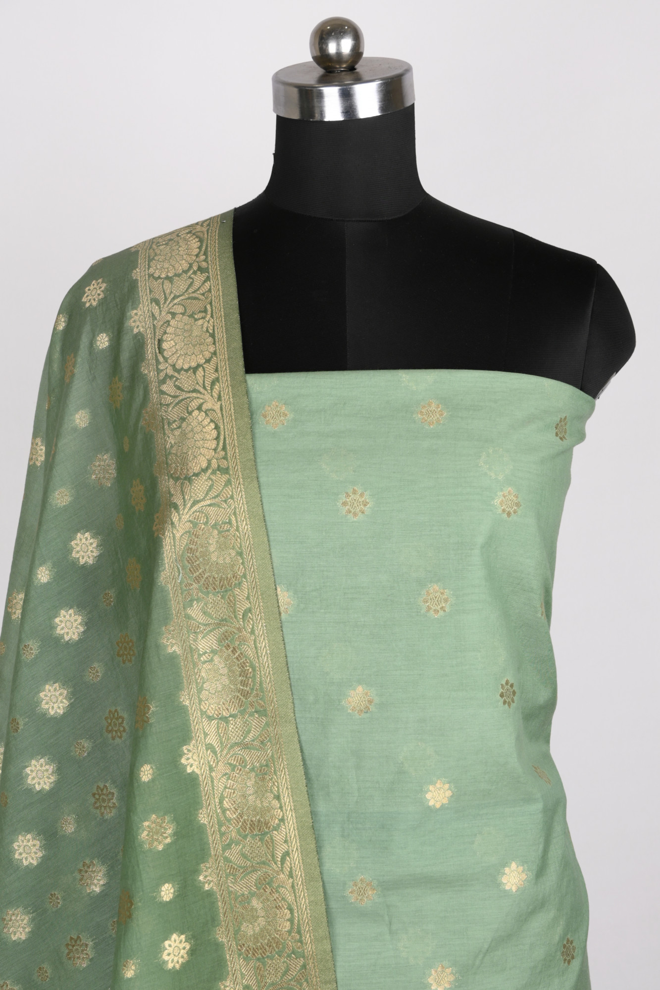 Green Chanderi Silk Suit Set with Chanderi Silk Dupatta - 1021-CTN-1E